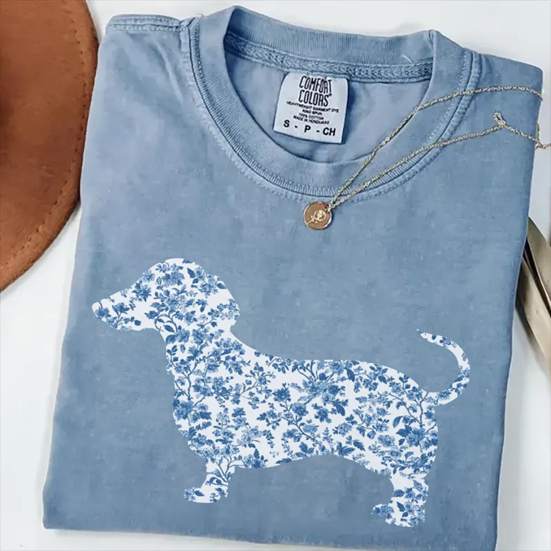 Floral Dachshund T-shirt