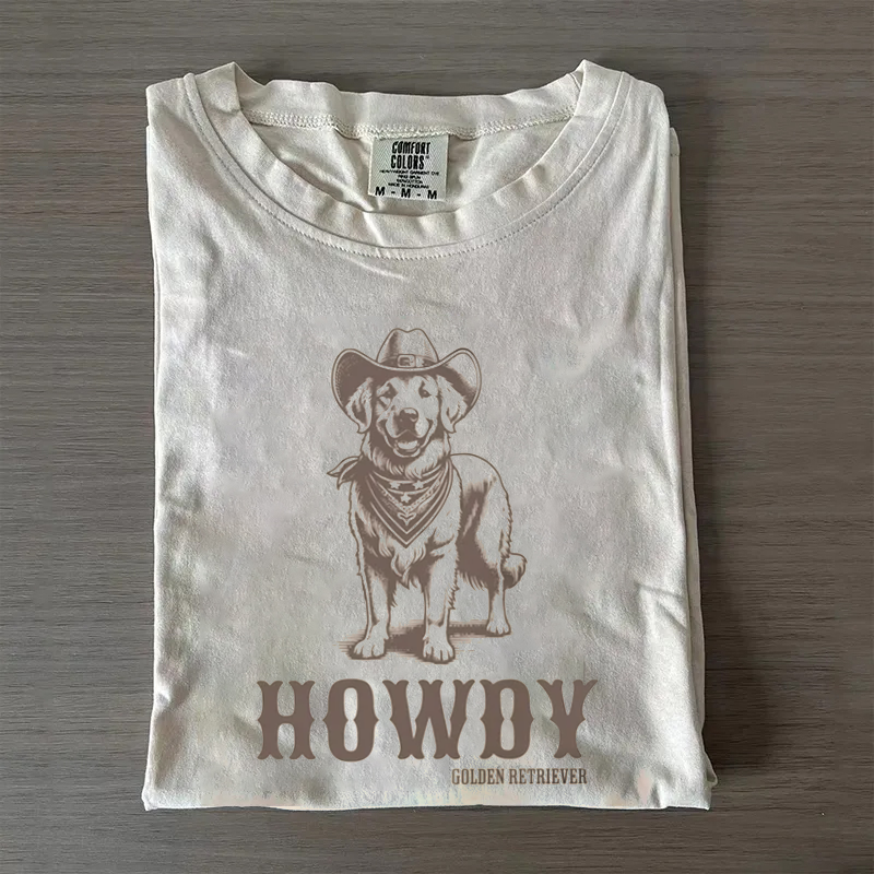 Howdy Golden Retriever Cowboy T-shirt