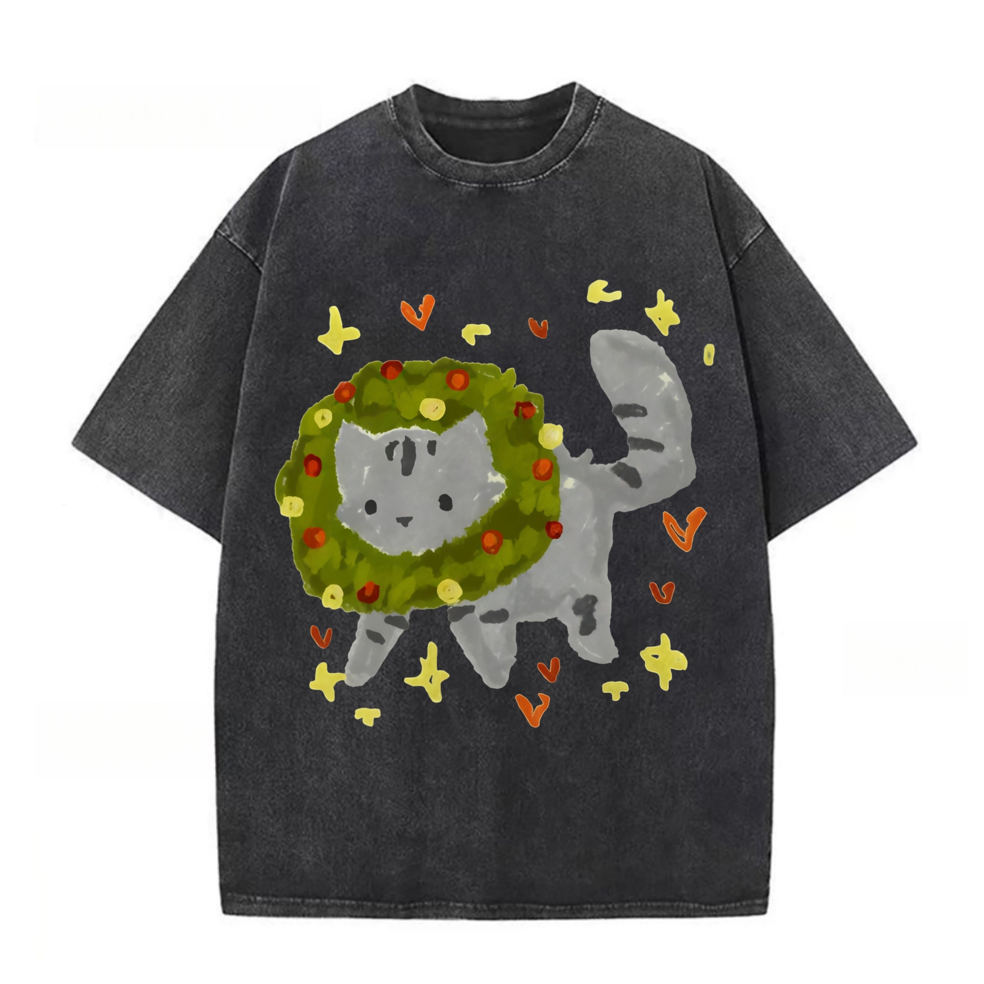 Cat With A Flower Wreath T-shirt
