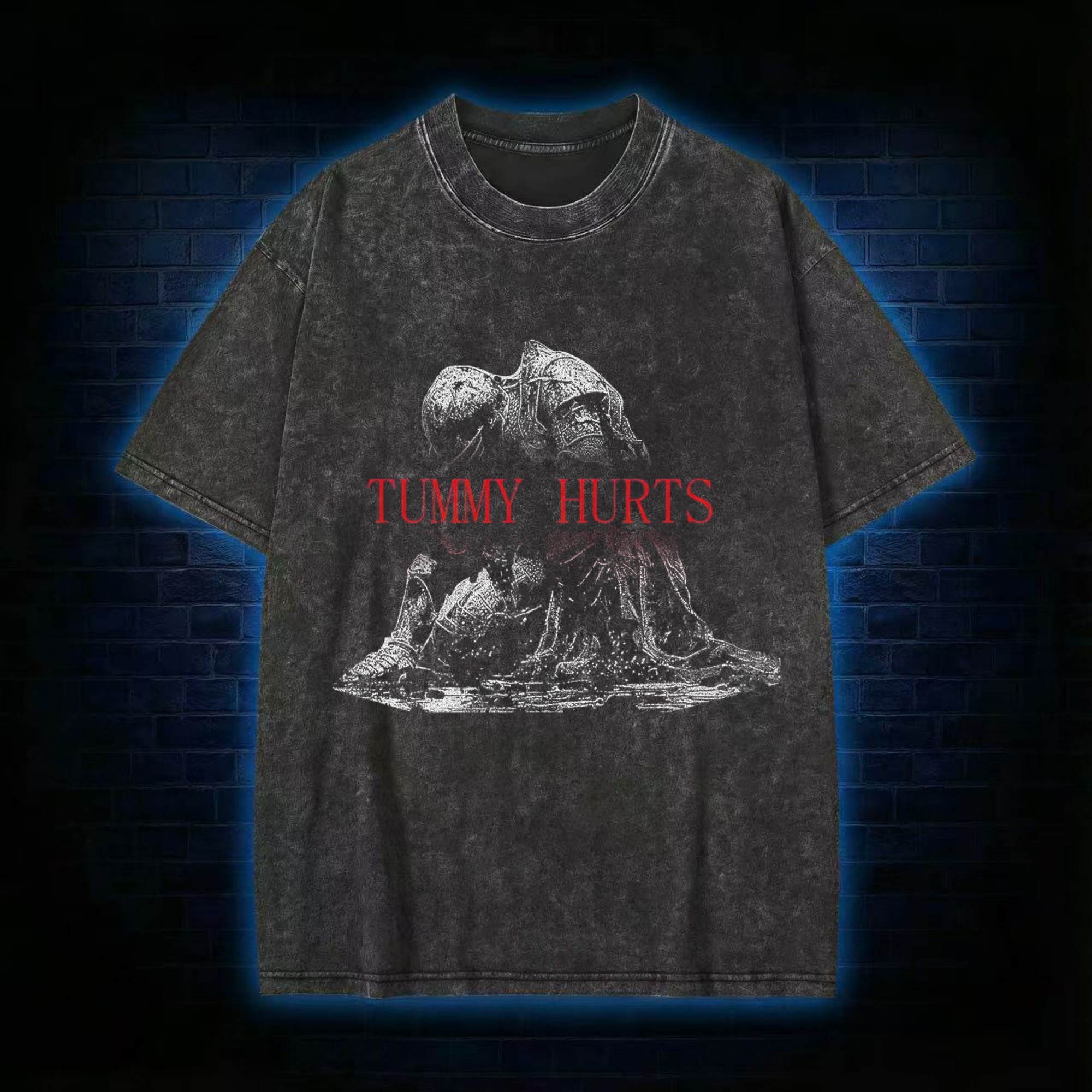 Retro Tummy Hurts Washed T-shirt