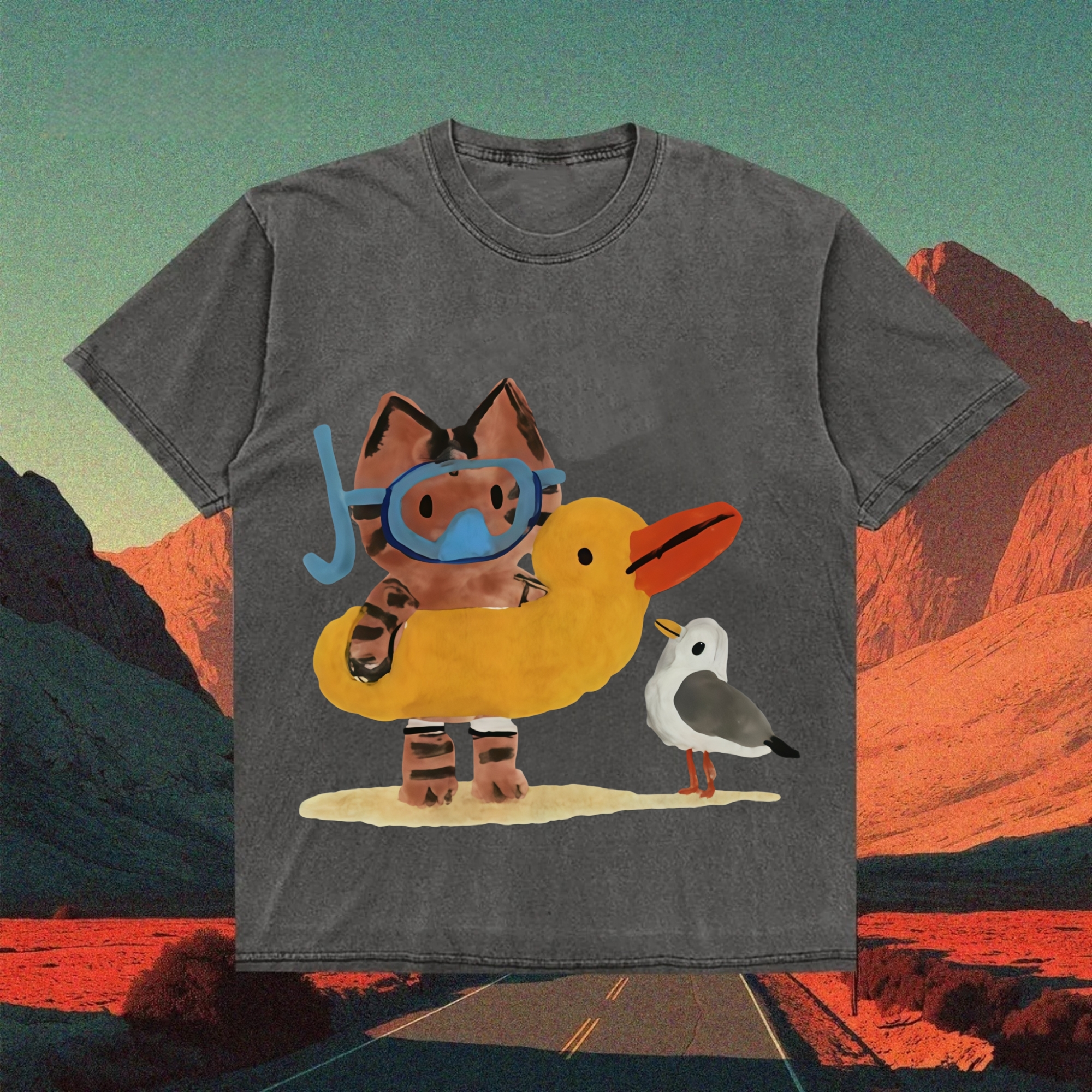 Cat And Seagull T-shirt