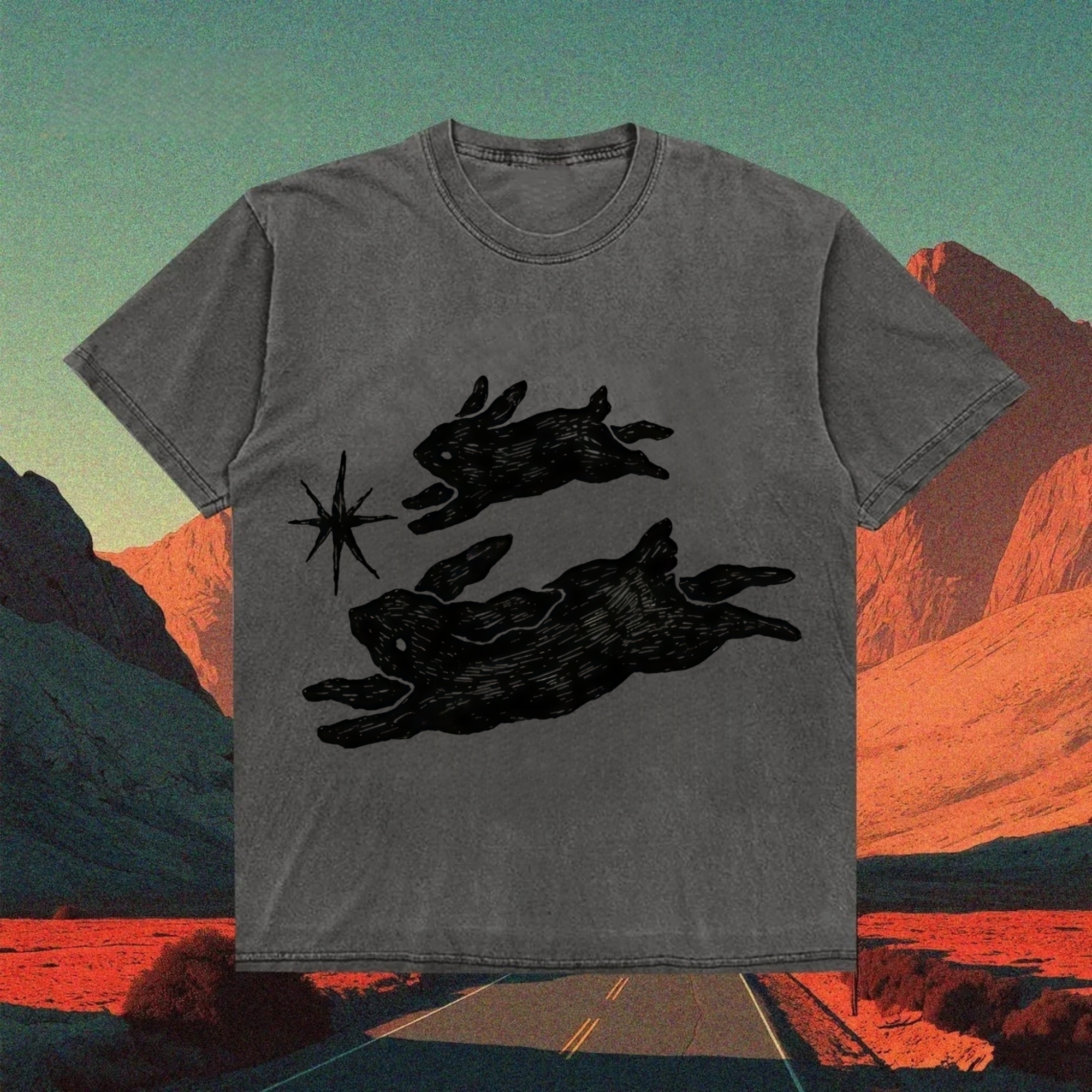 Leaping Rabbits and Star T-shirt
