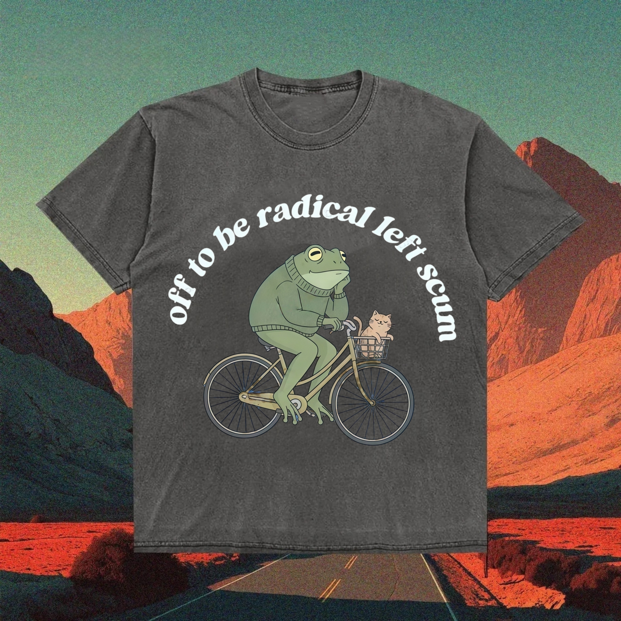 Cottagecore Frog Biker Journey T-shirt