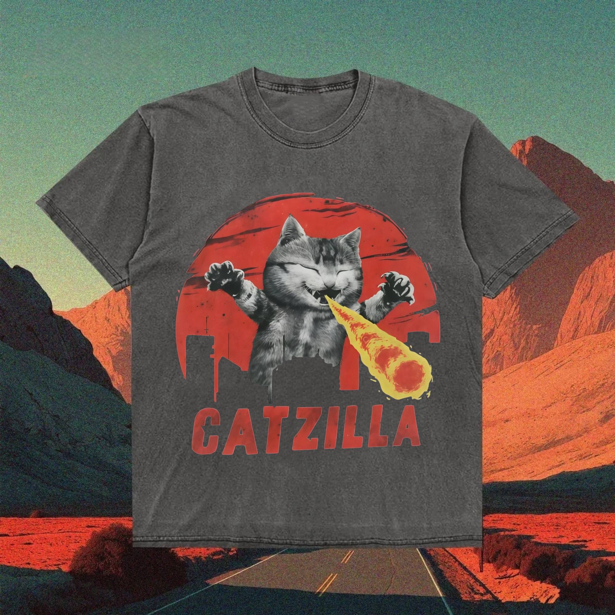 Mighty Kaiju Catzilla Attack T-shirt