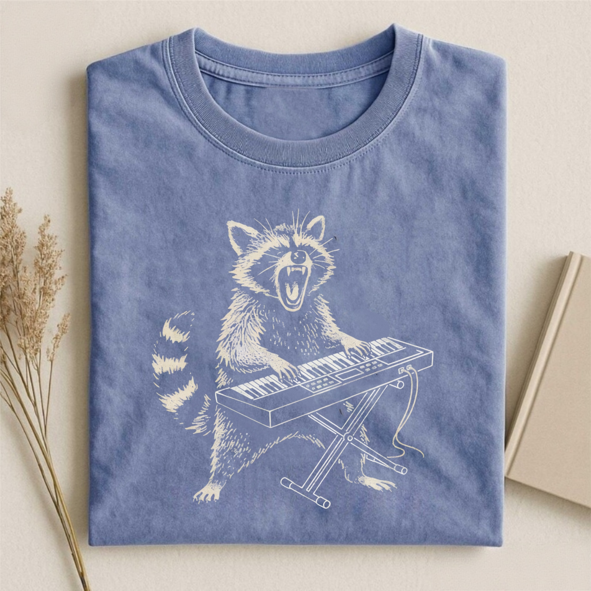 Funny Rock Keyboard Raccoon Tshirt