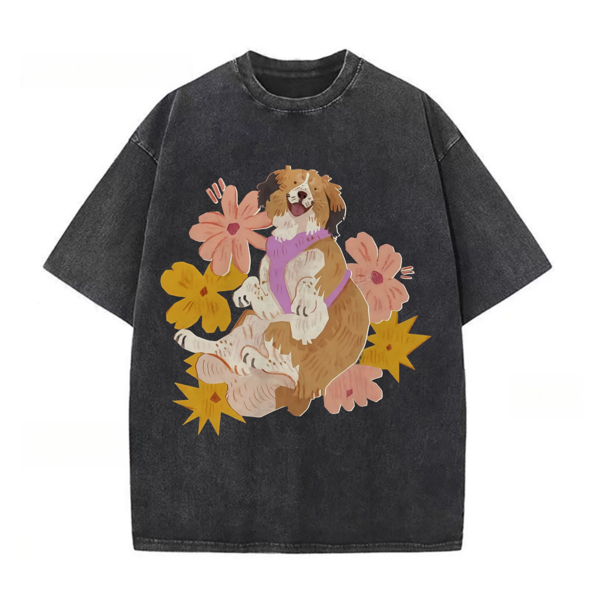 The Dog Surrounded By Flowers T-shirt