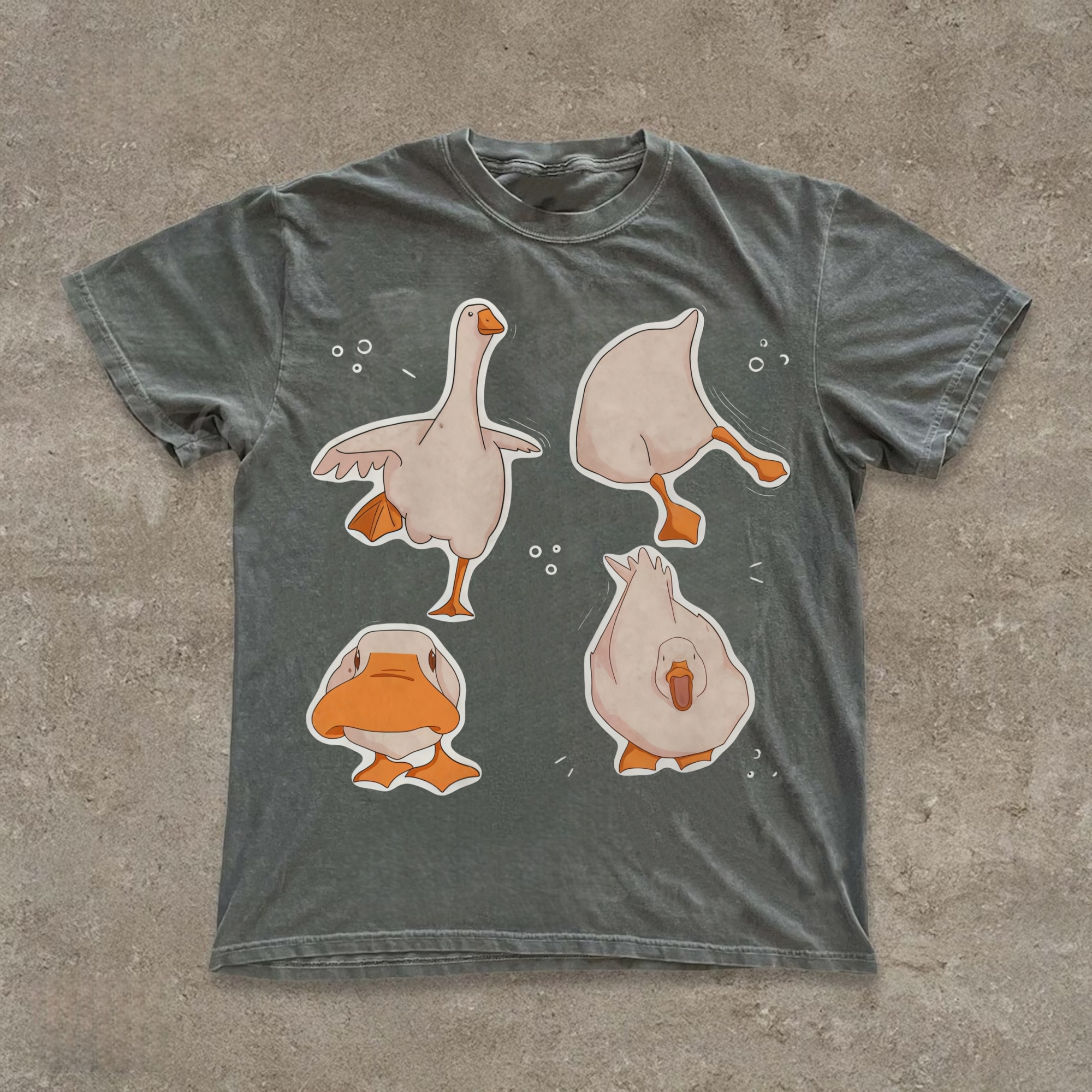 Playful White Goose T-shirt