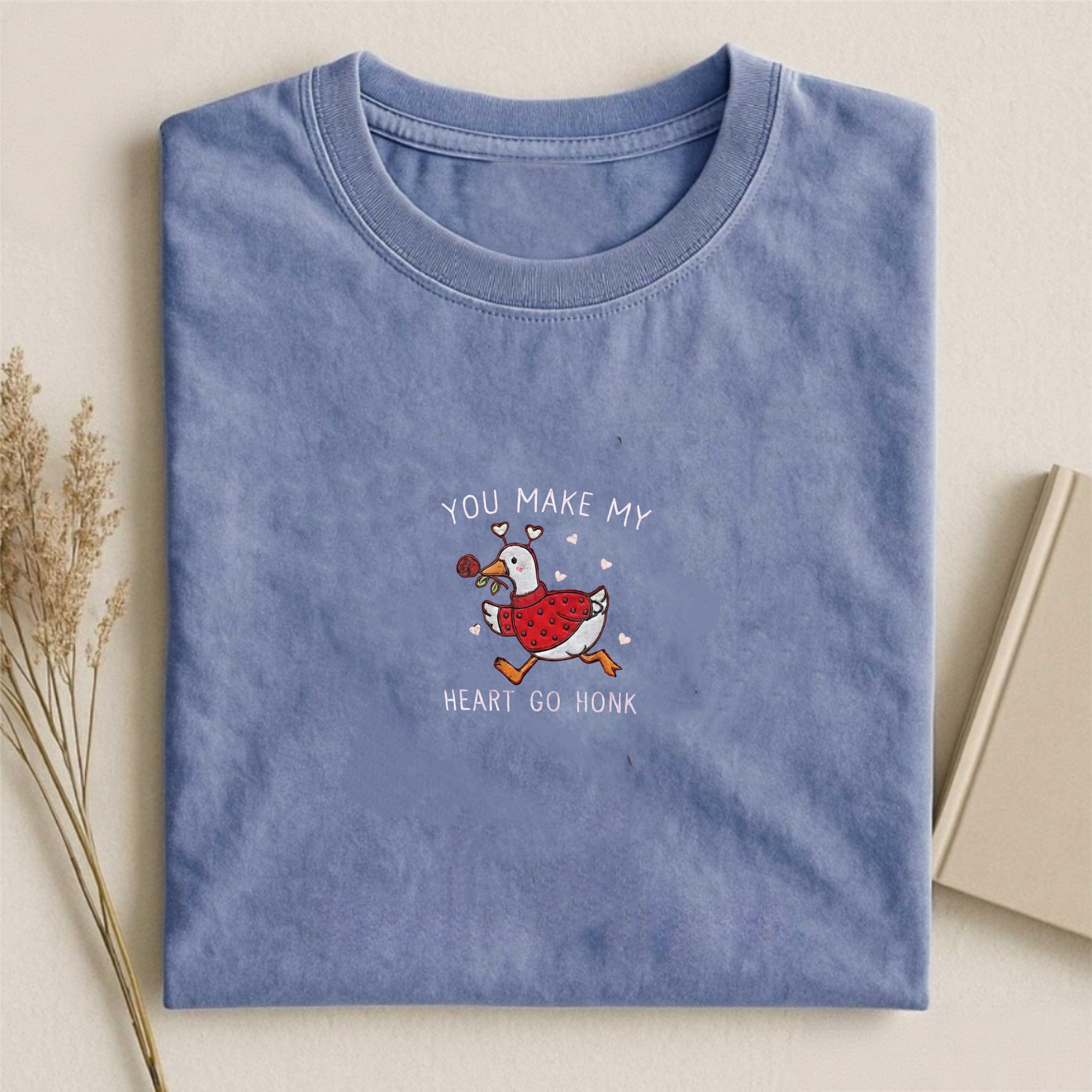 Embroidered Valentine Goose T-shirt