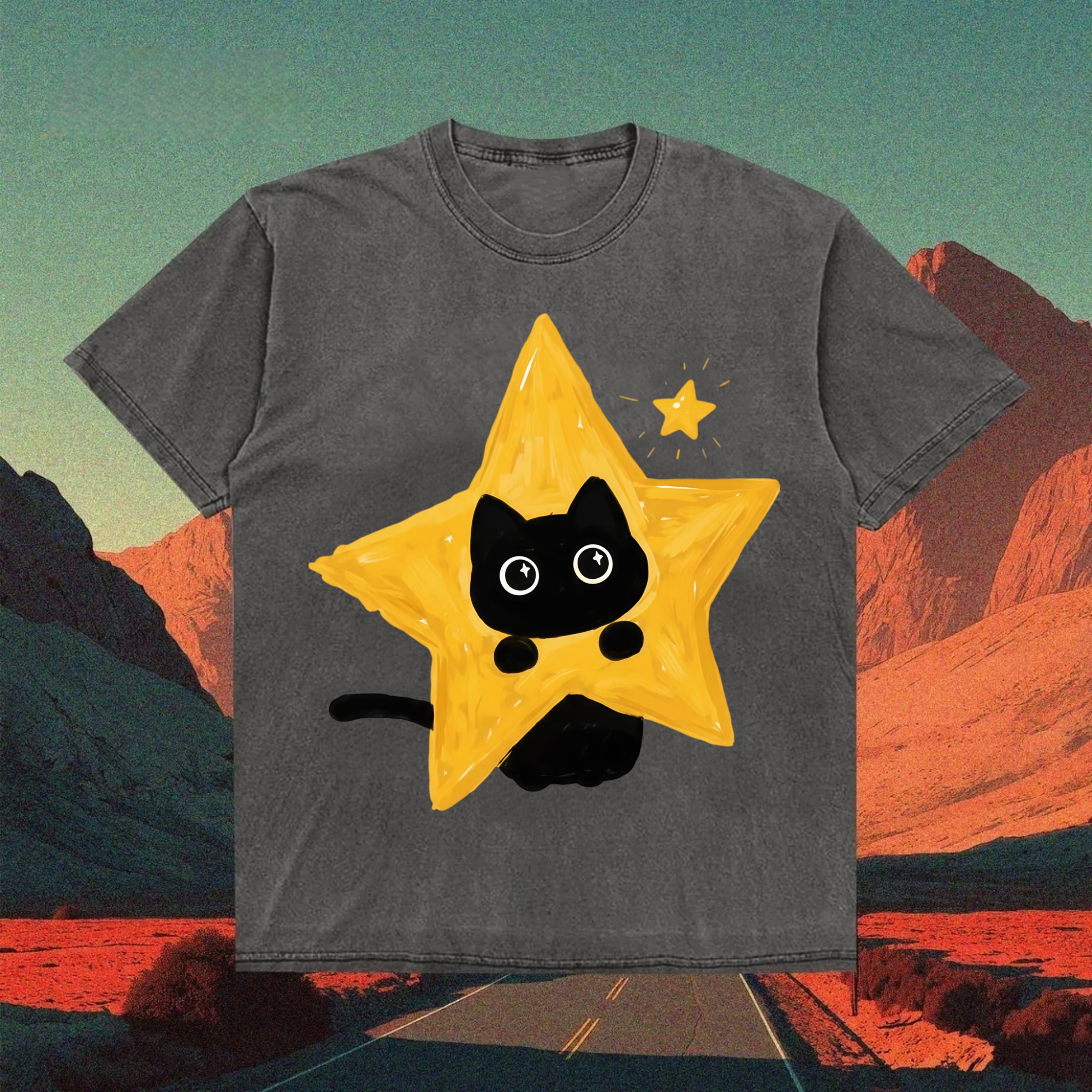 Vintage Cat Star T-shirt