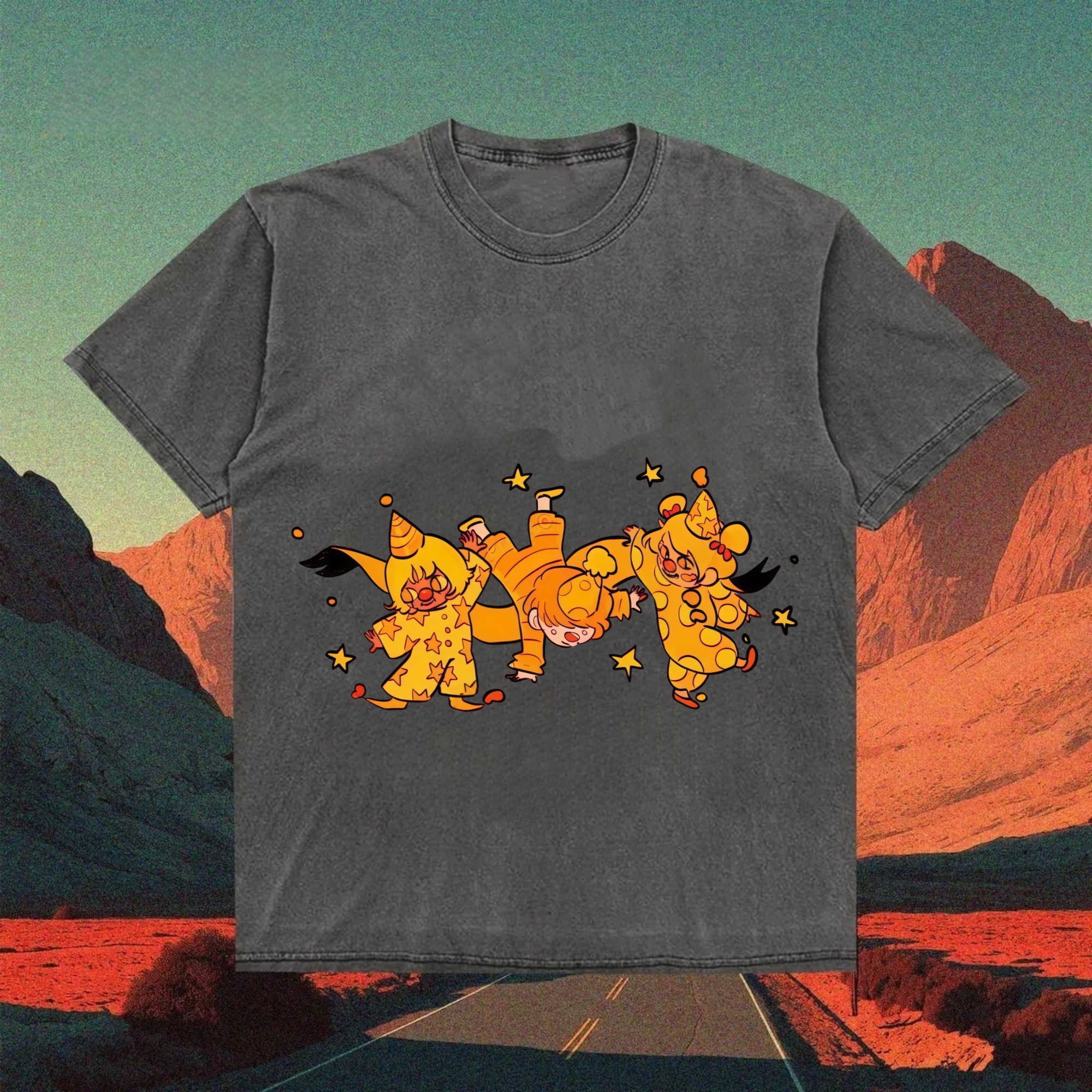 Orange Clown Trio T-shirt