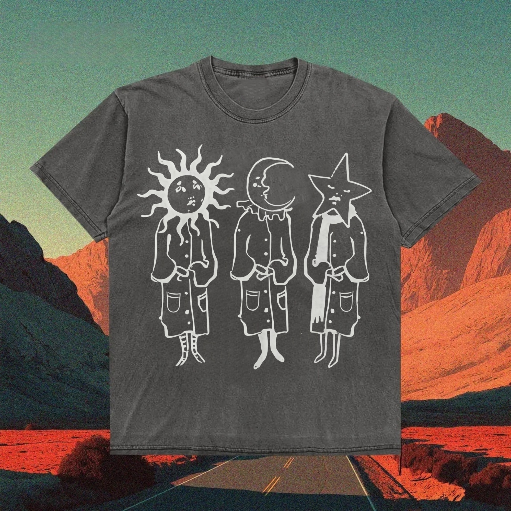 Vintage Sun Moon Star Anthropomorphic T-shirt