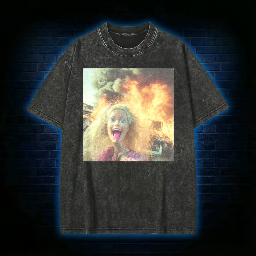 Barbie Explosion Chaos Meme Washed T-Shirt
