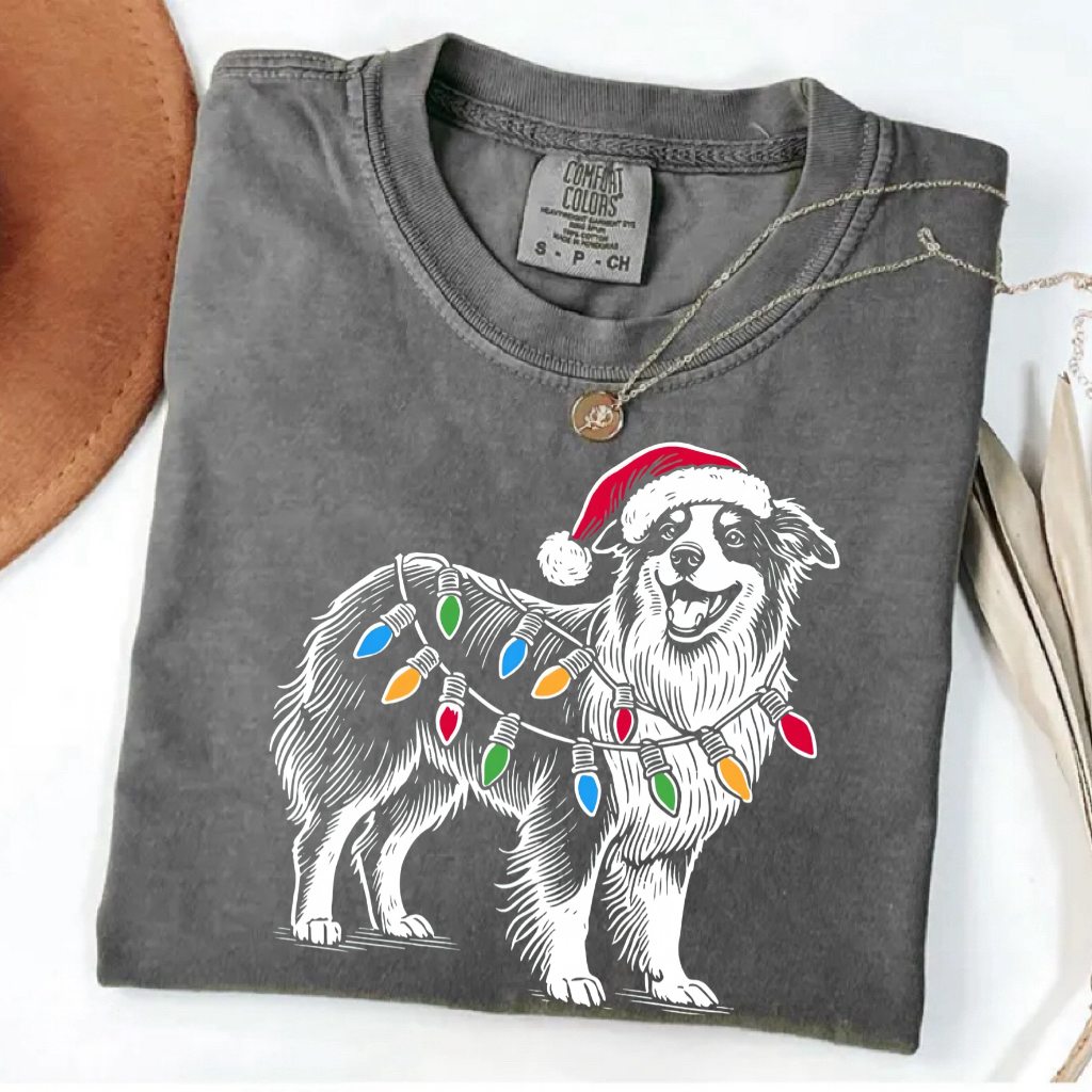 Comfort Color Australian Shepherd Christmas T-shirt
