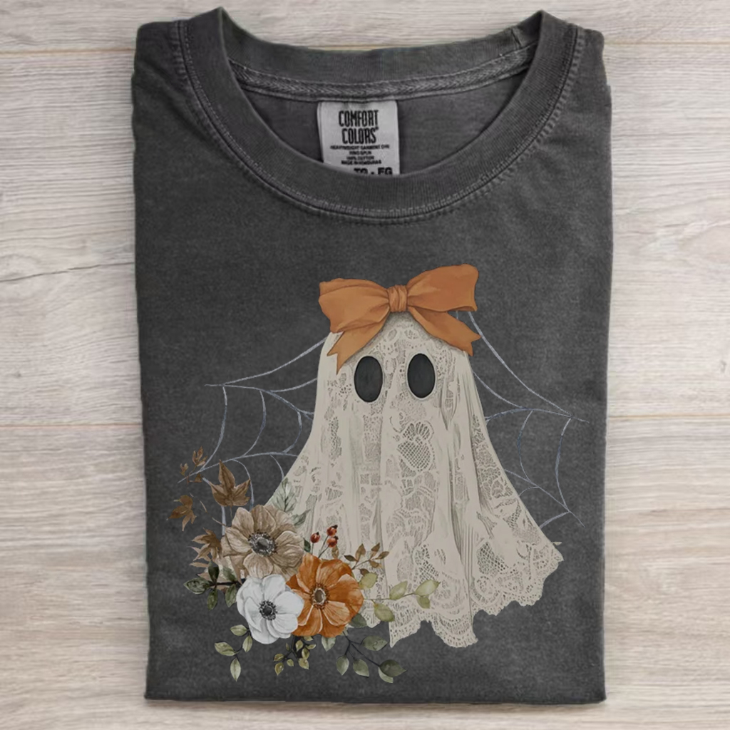 Halloween Lace Ghost T-shirt-Lulueye