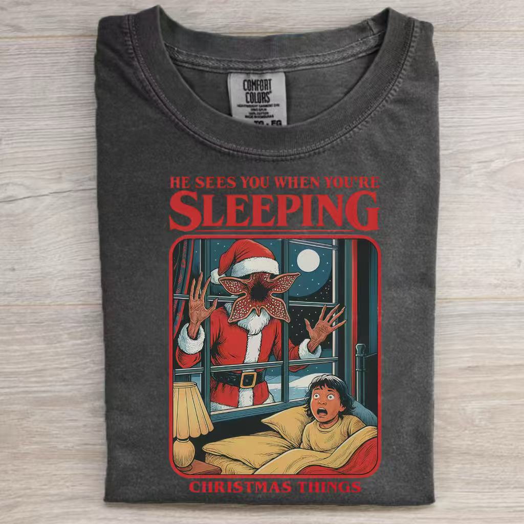 Vintage Creepy Stranger Christmas Ugly Graphic Shirt