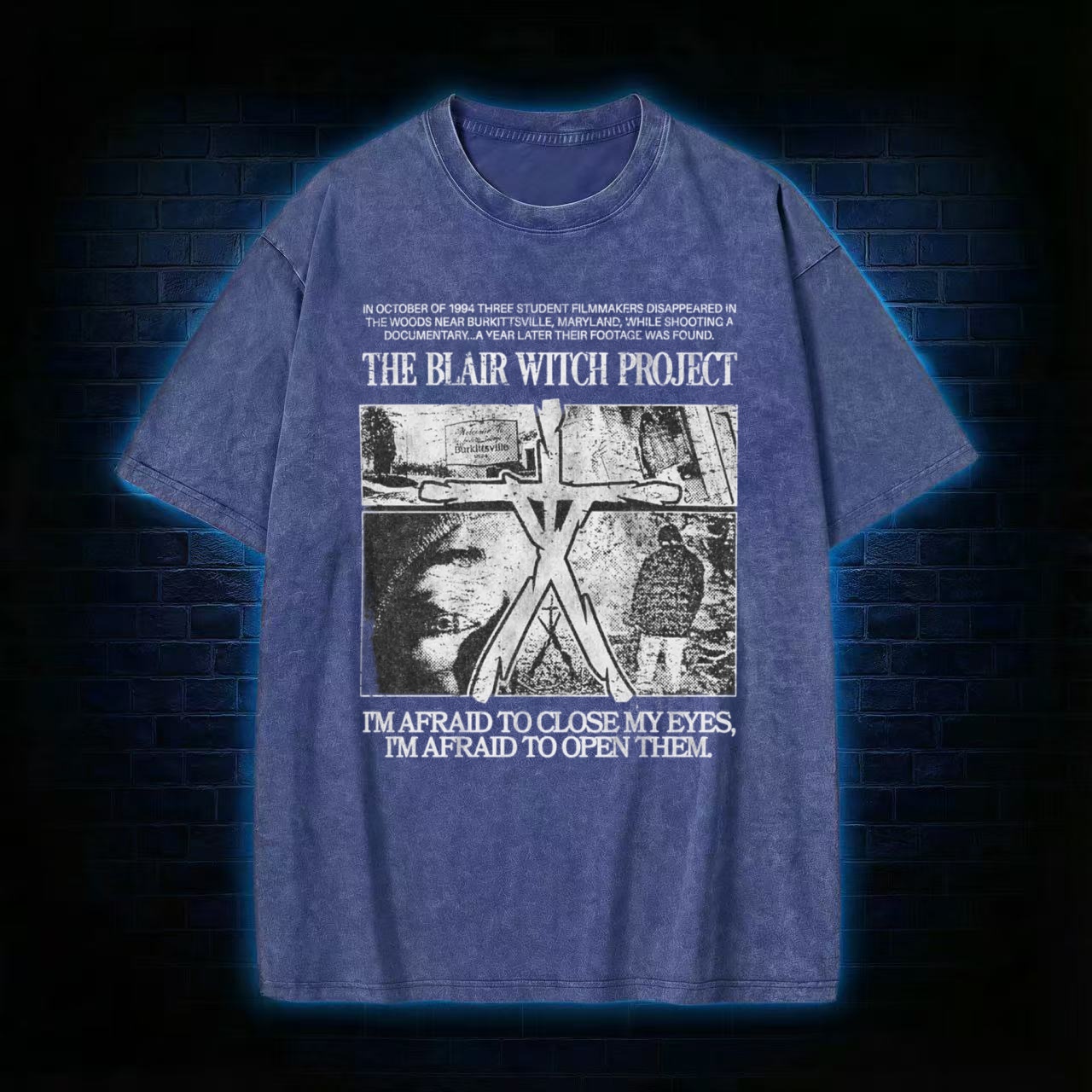 I'm Afrid to Close My Eyes Retro Washed T-shirt