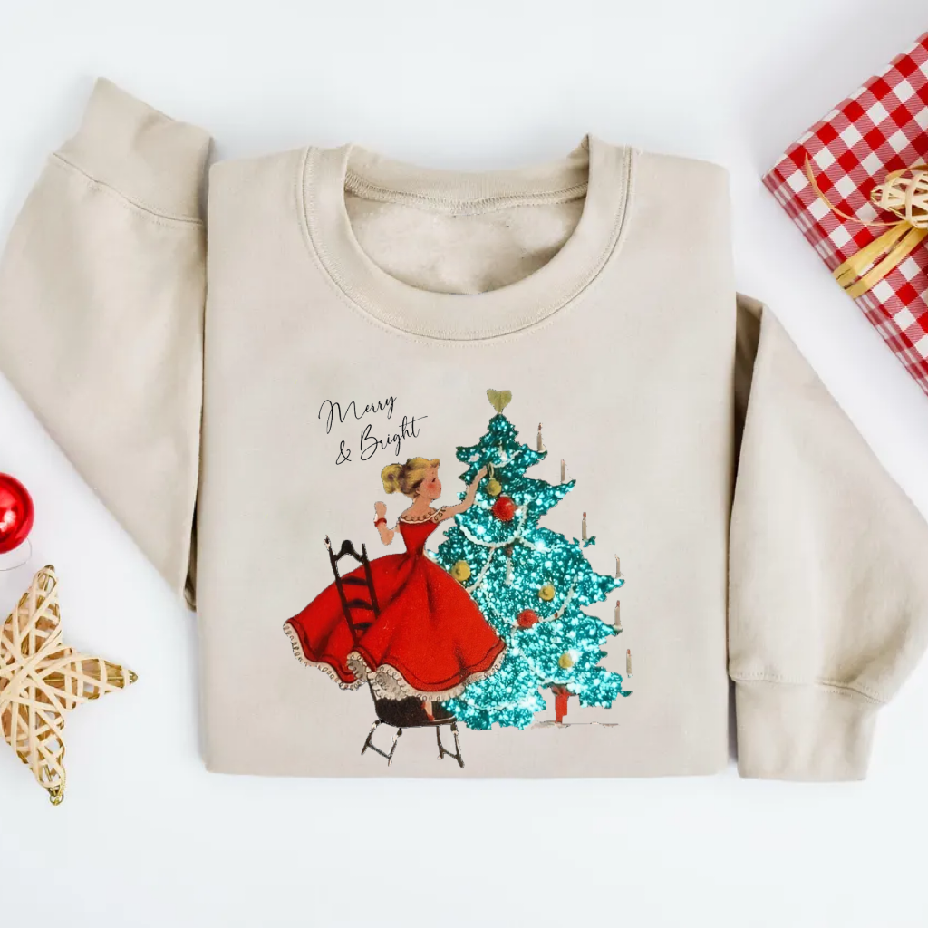 Vintage Christmas Girl New Year Vibe T-shirt/Sweatshirt