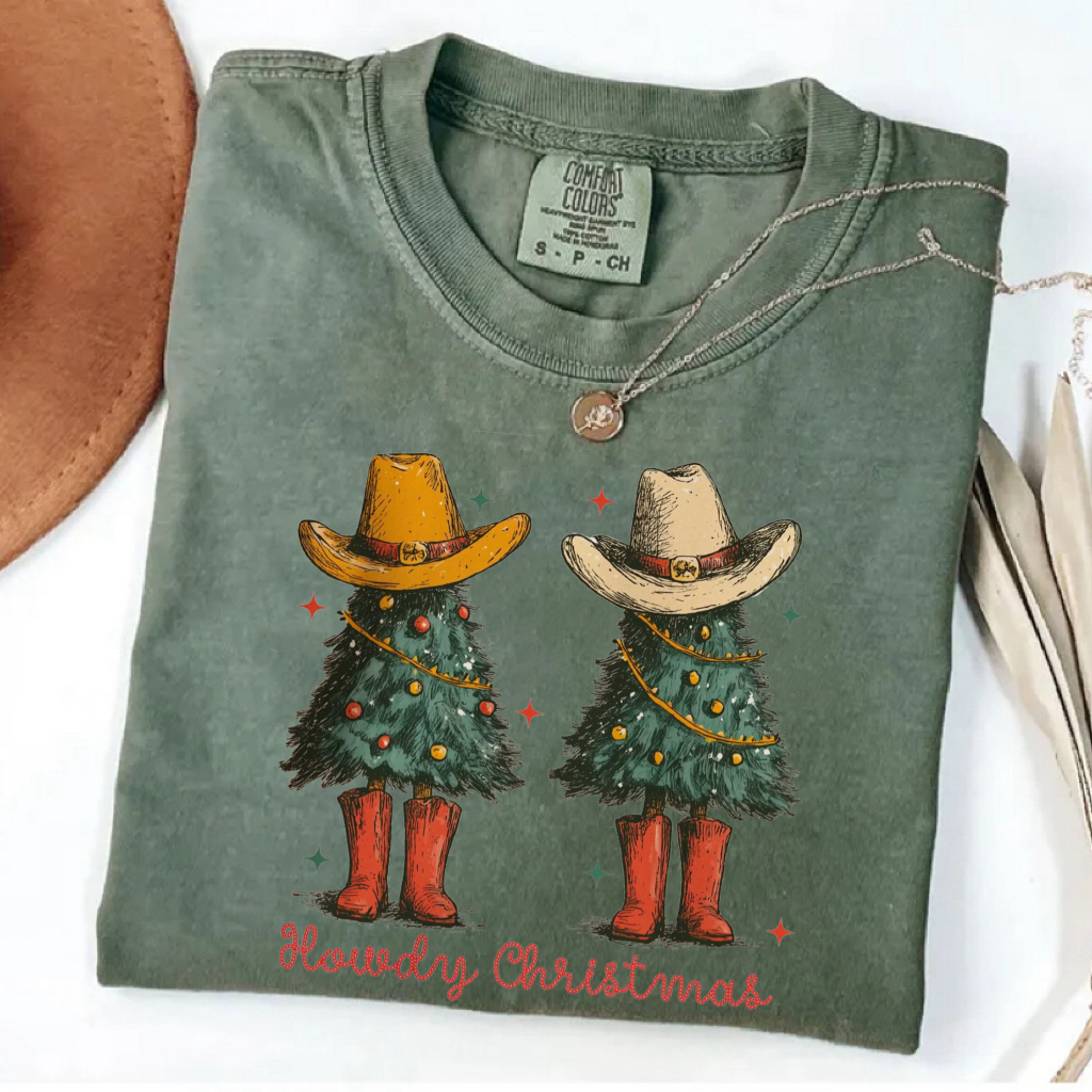 Retro Western Christmas Tree T-shirt
