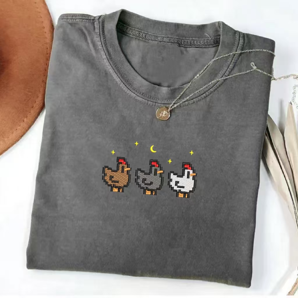 Embroidered Stardew Valley Chicken T-shirt