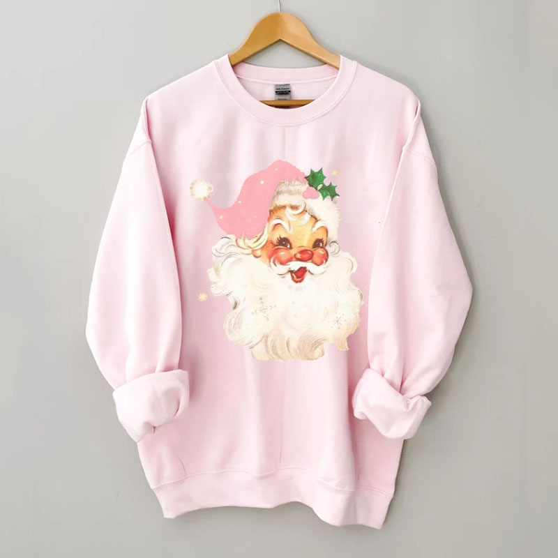 Pink Christmas Santa Sweatshirt-Lulueye
