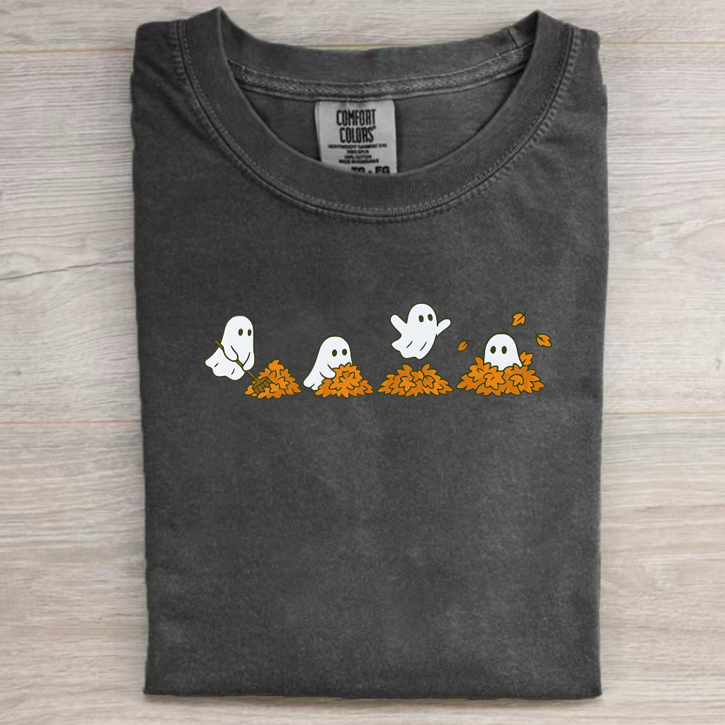 Cute Ghost Leaf Pile Halloween Shirt