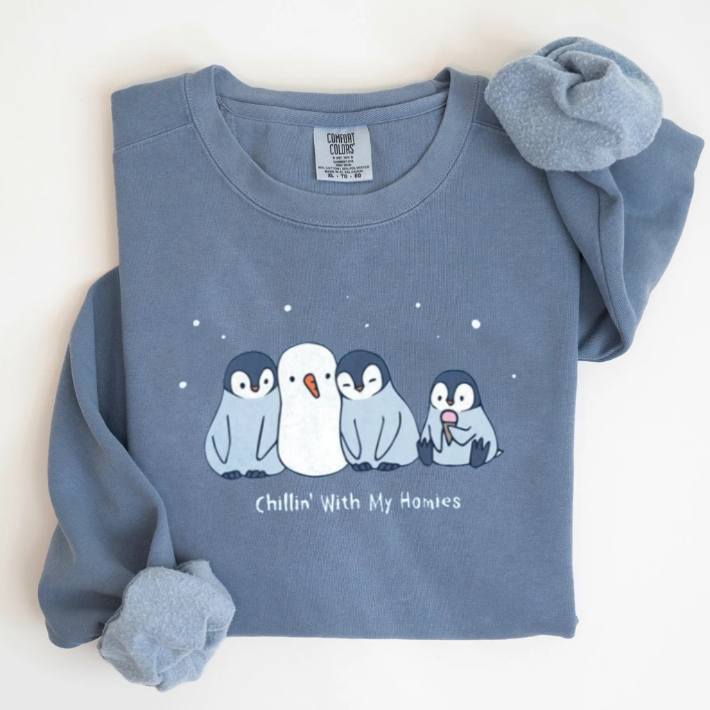 Funny Winter Penguins Snowman Friendship T-shirt/Sweatshirt