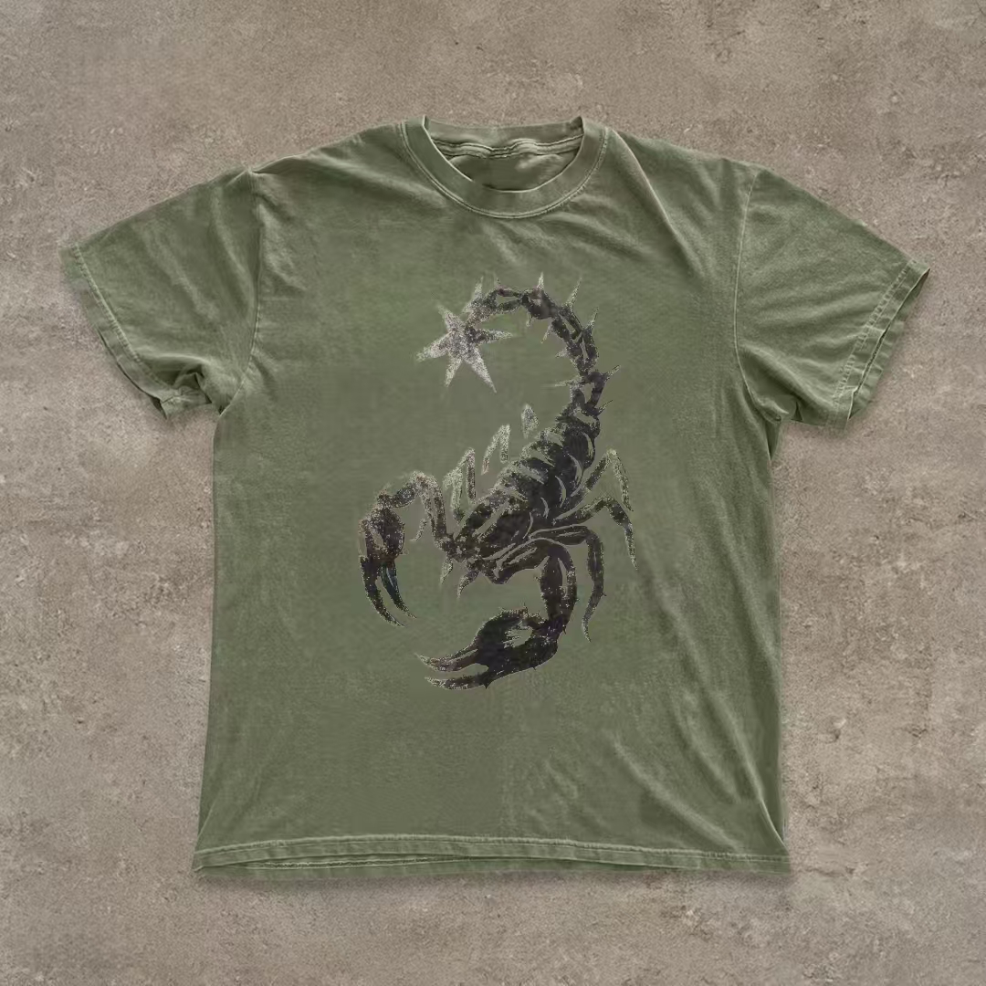 Scorpion Y2K Grunge Aesthetic Washed T-shirt