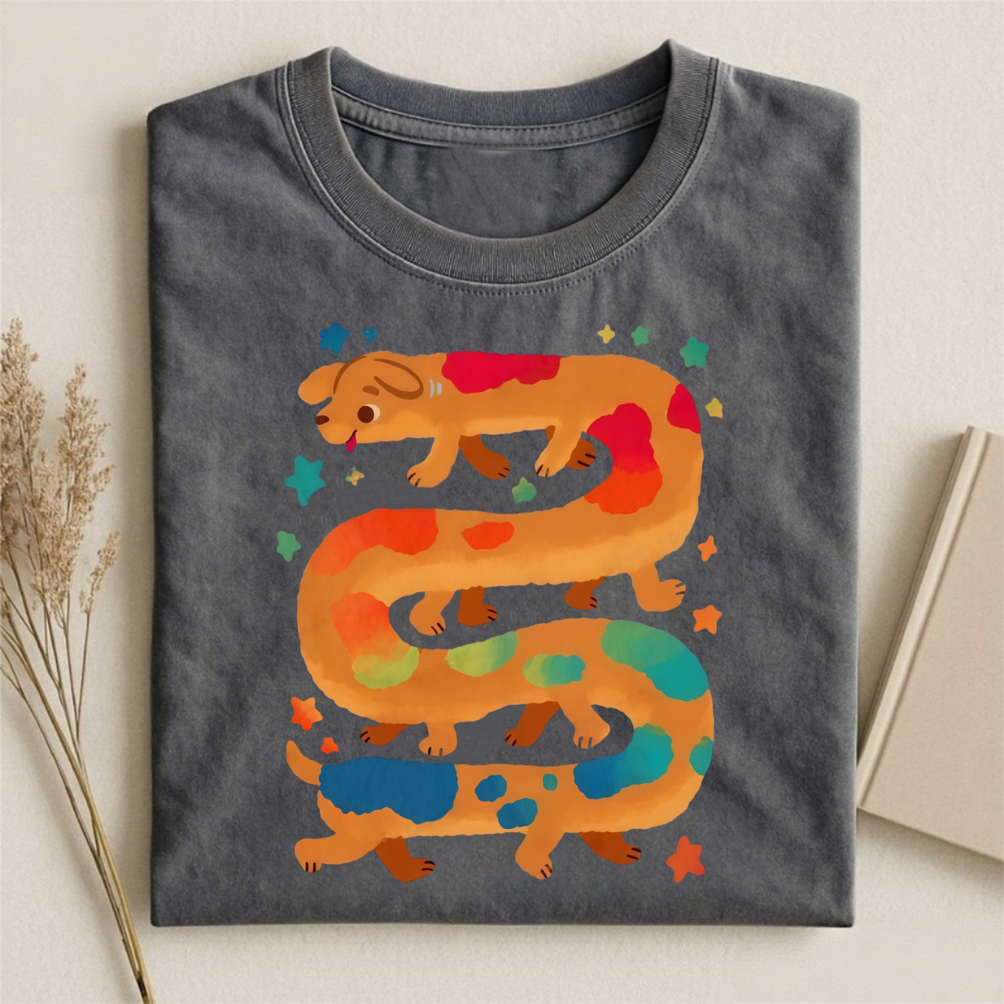 S Shaped Colorful Cute Dog T-shirt