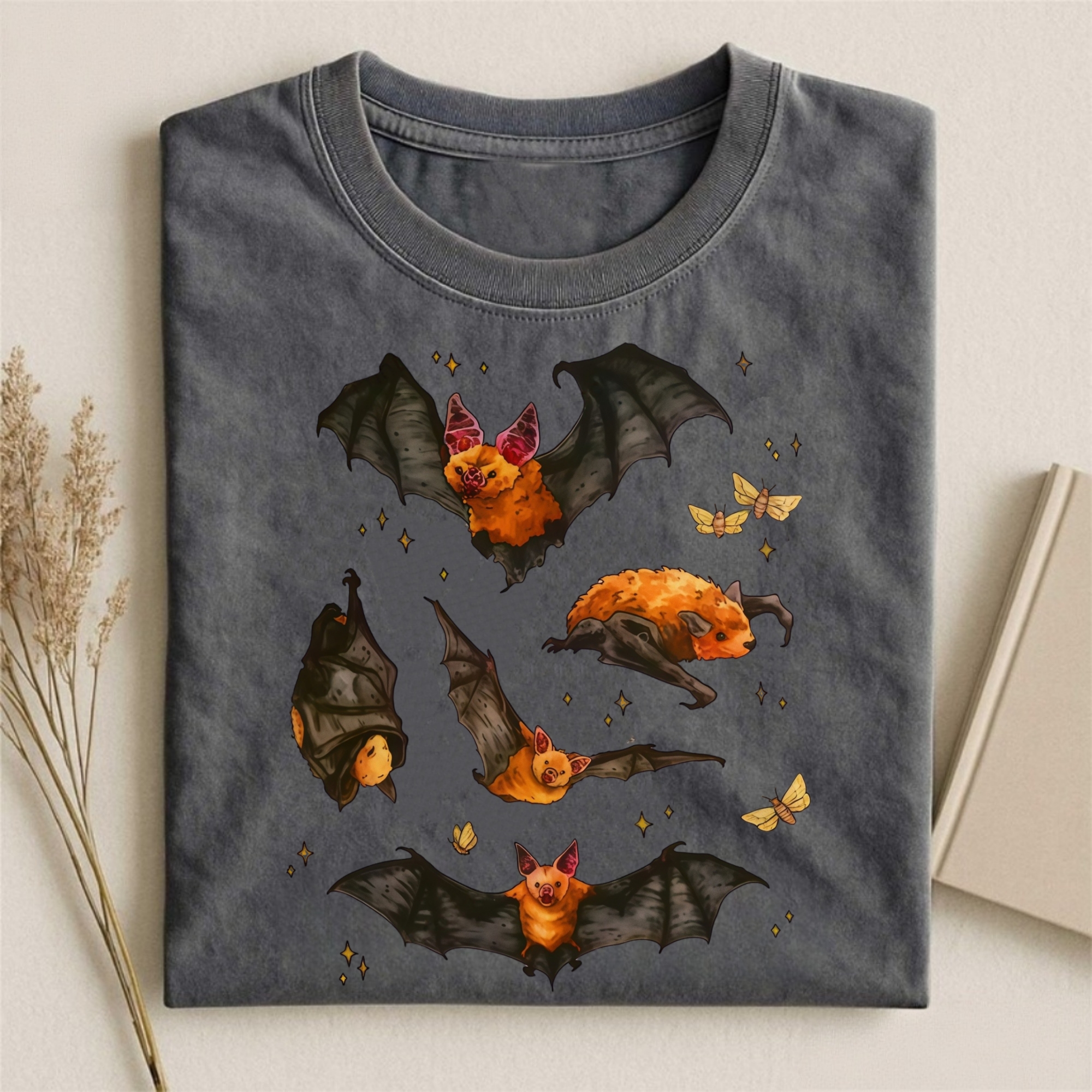 Black Cute Bat And Star T-shirt