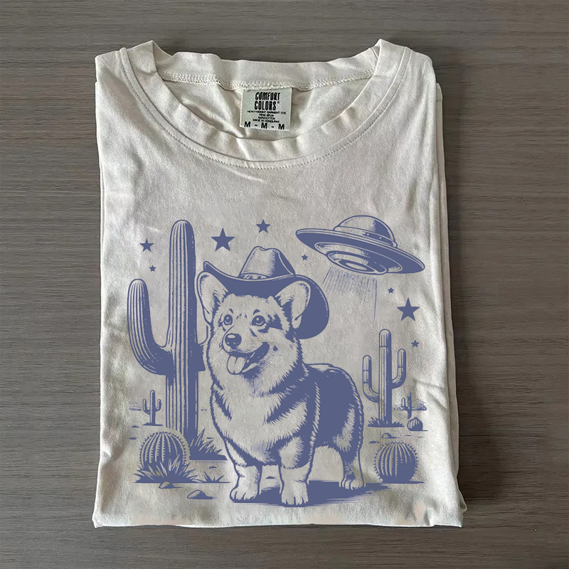 Retro Corgi UFO T-shirt