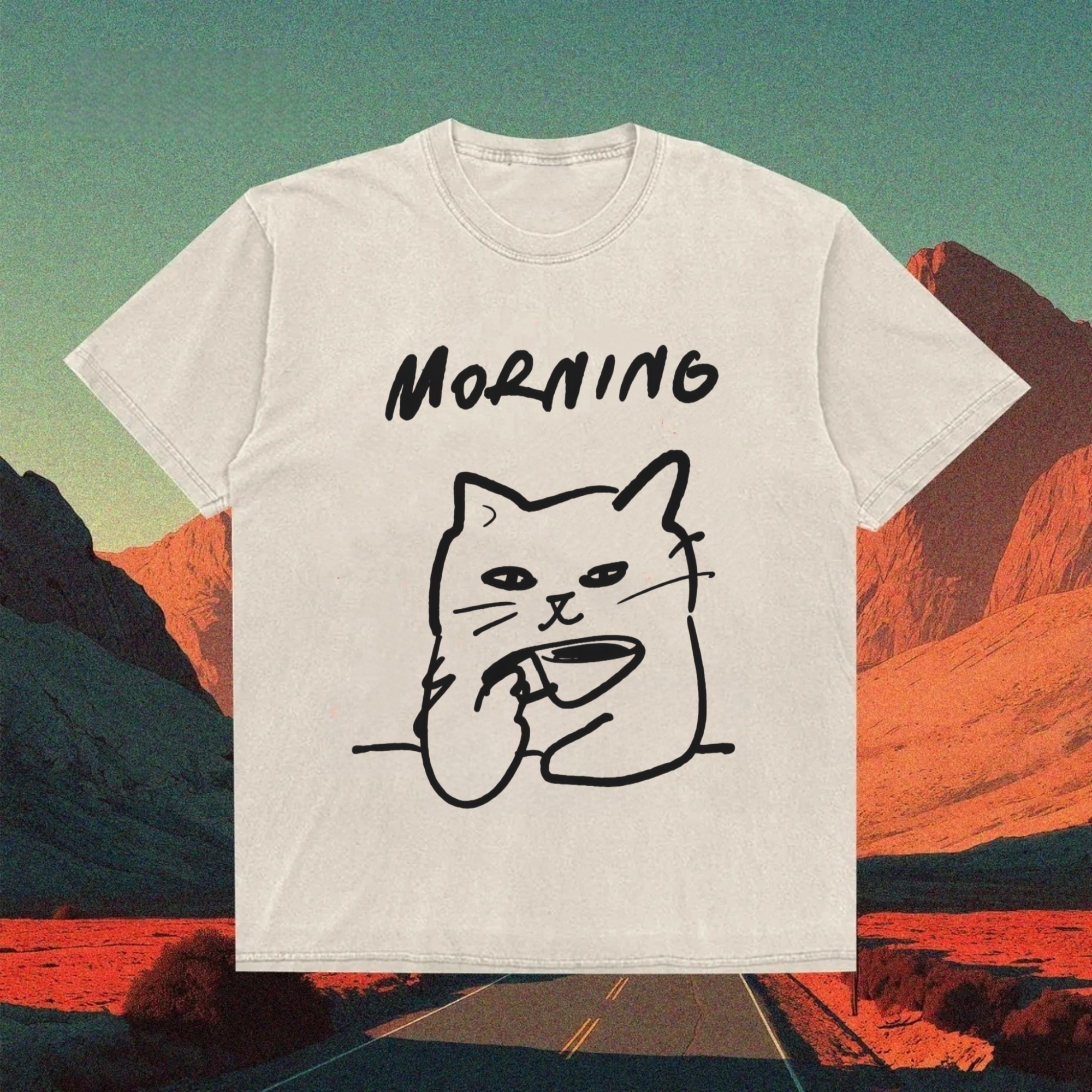 Cat Drinking Water T-shirt