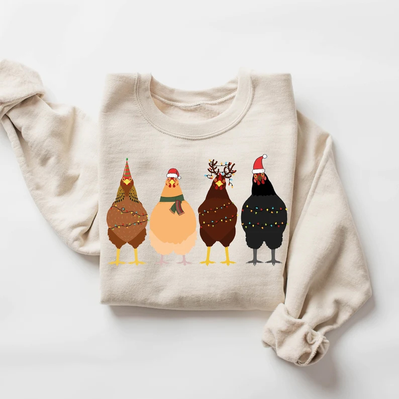 ute Christmas Chickens Sweatshirt-Lulueye