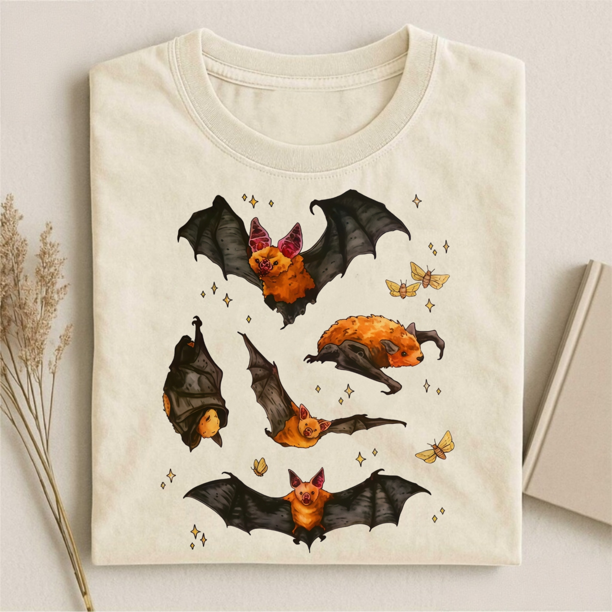 Black Cute Bat And Star T-shirt