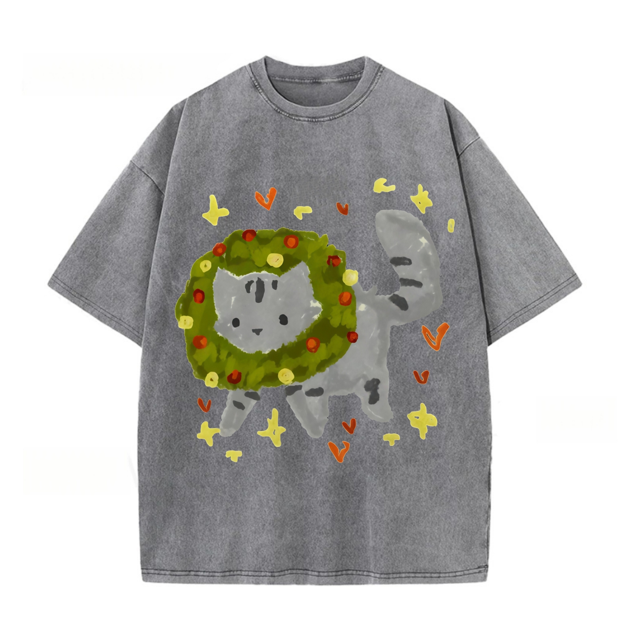 Cat With A Flower Wreath T-shirt