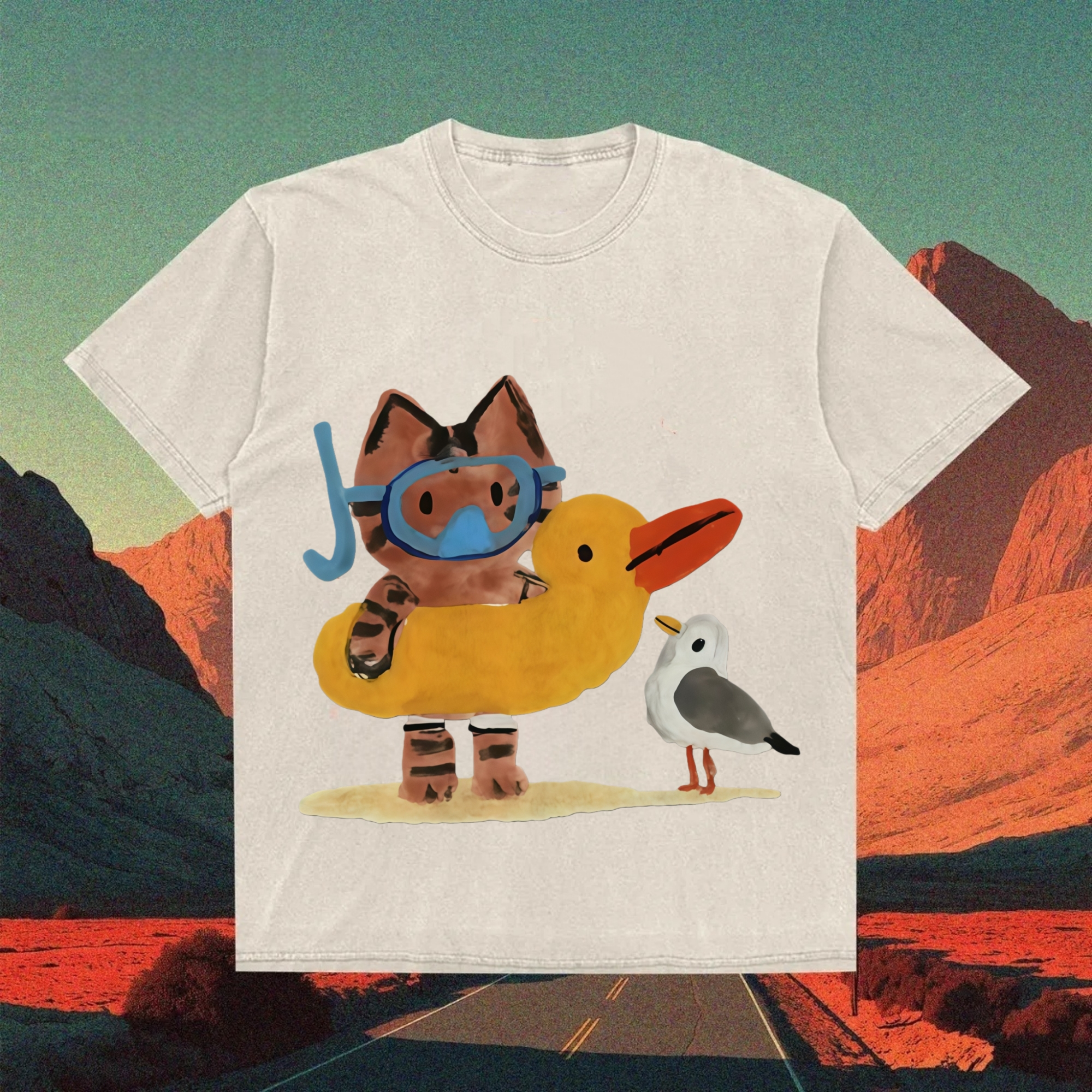 Cat And Seagull T-shirt