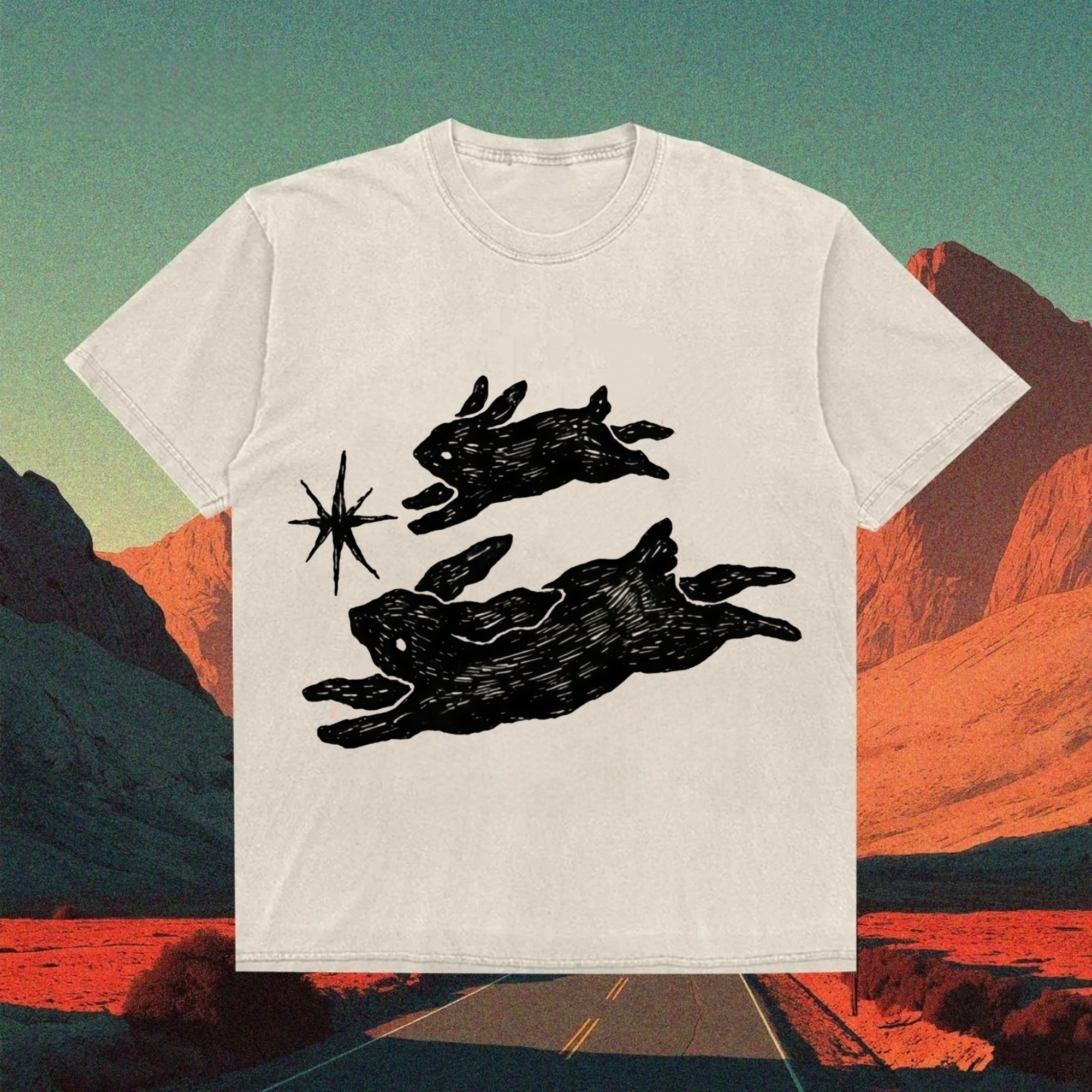Leaping Rabbits and Star T-shirt