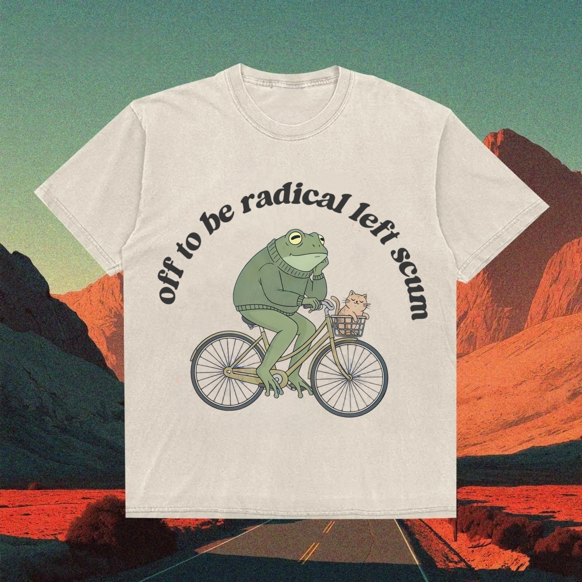 Cottagecore Frog Biker Journey T-shirt