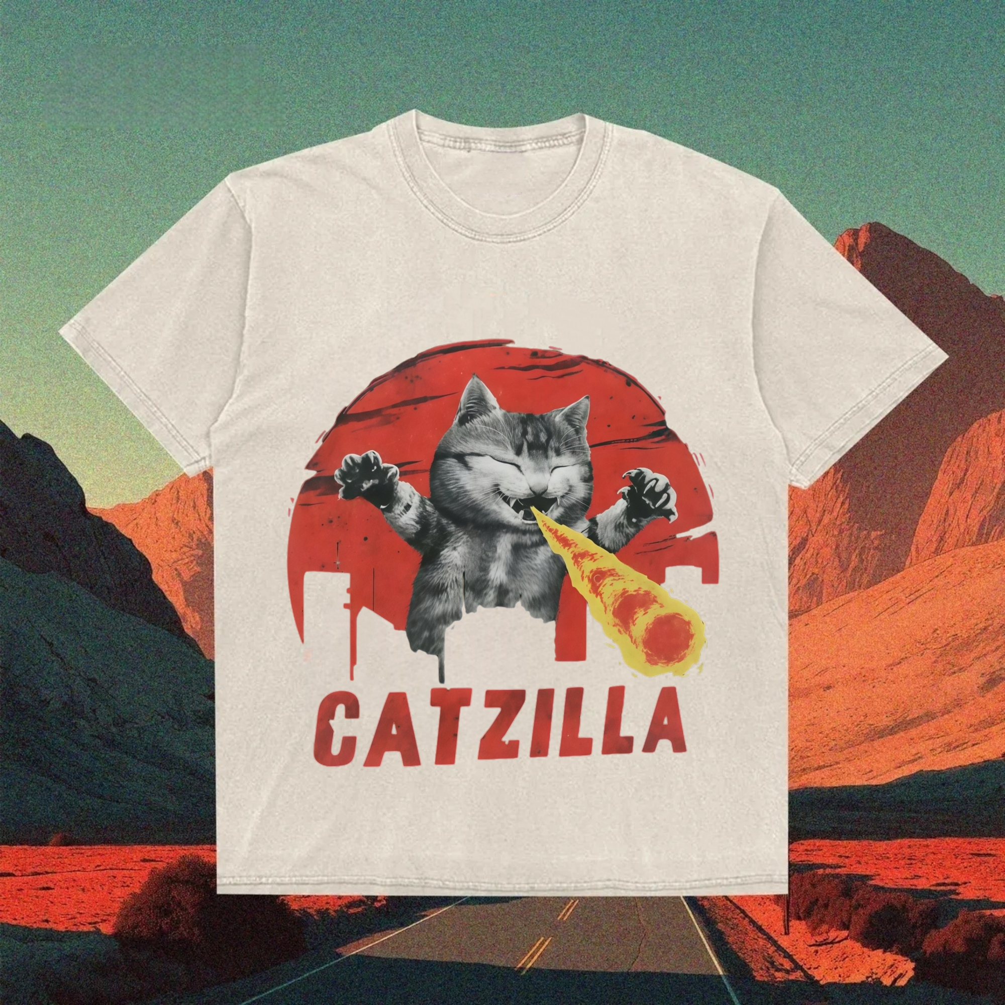 Mighty Kaiju Catzilla Attack T-shirt