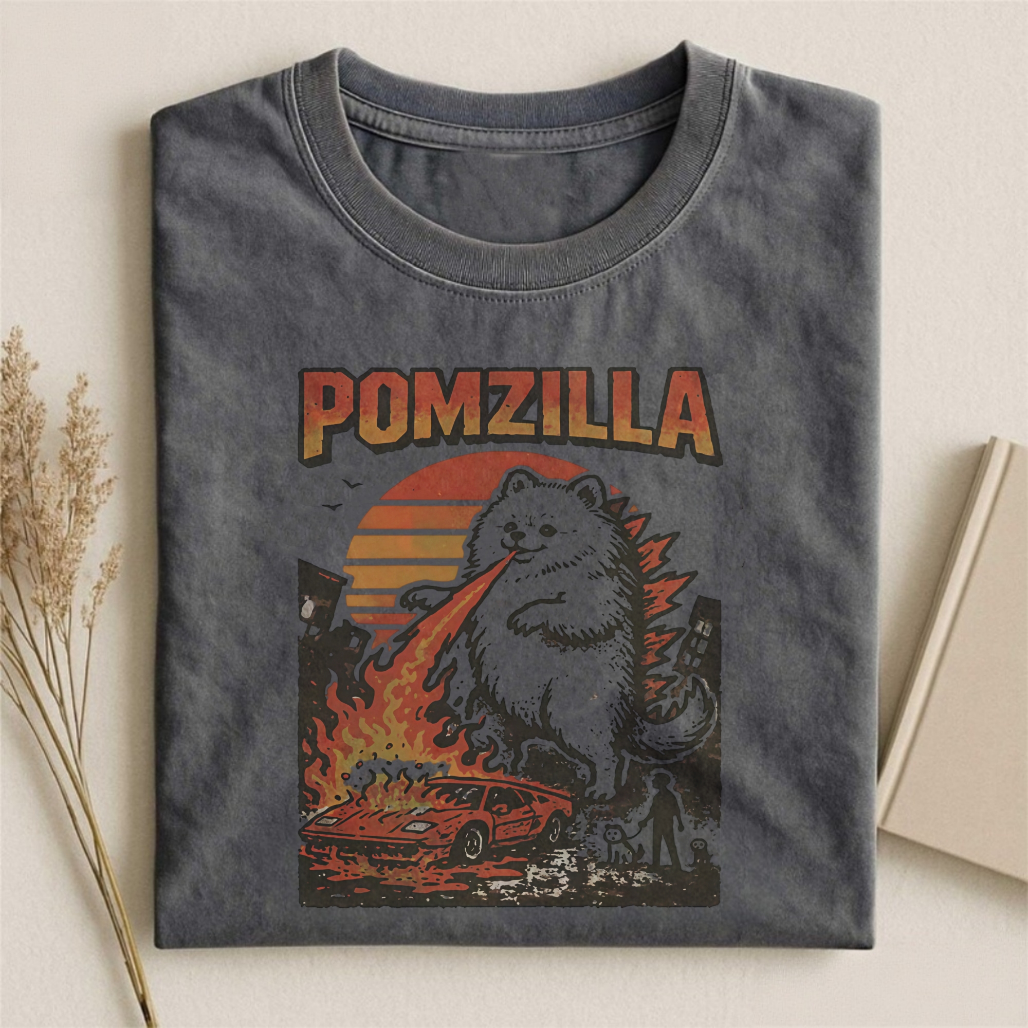 Funny Pomeranian Godzilla T-shirt