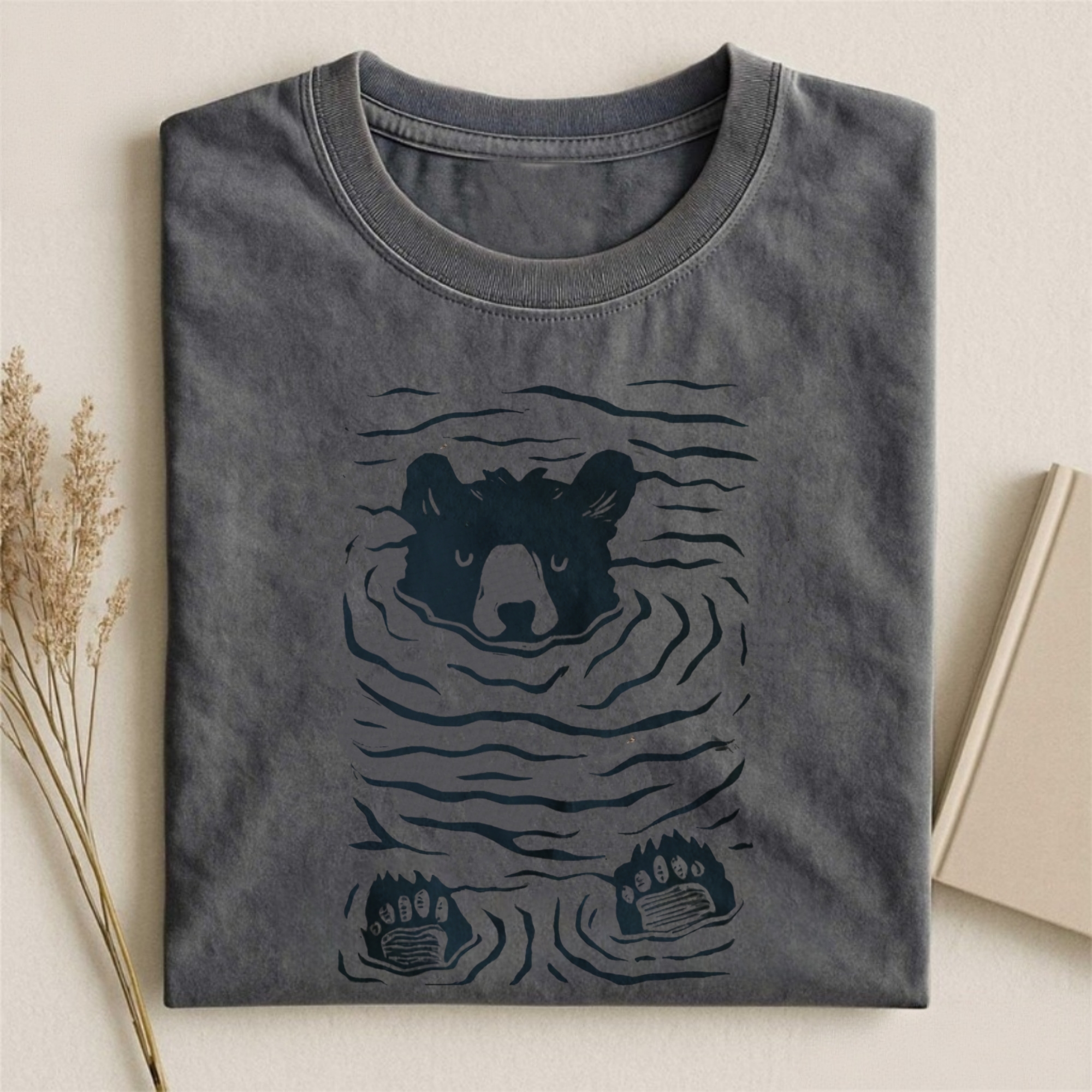 Minimalist Linocut Bear T-shirt