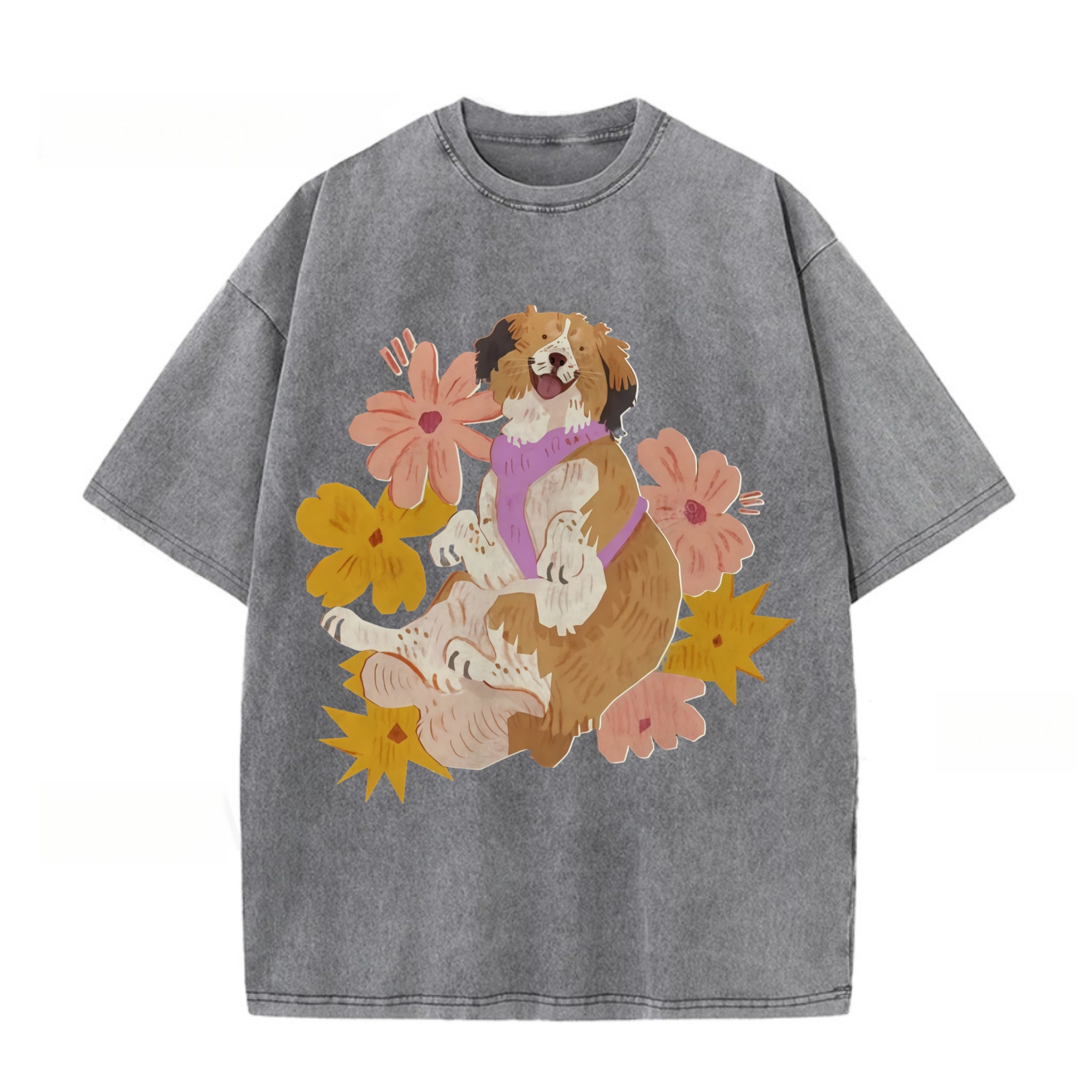 The Dog Surrounded By Flowers T-shirt