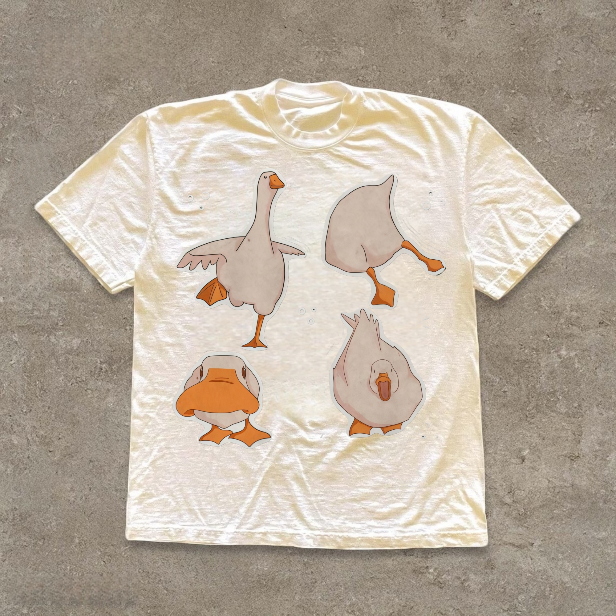 Playful White Goose T-shirt