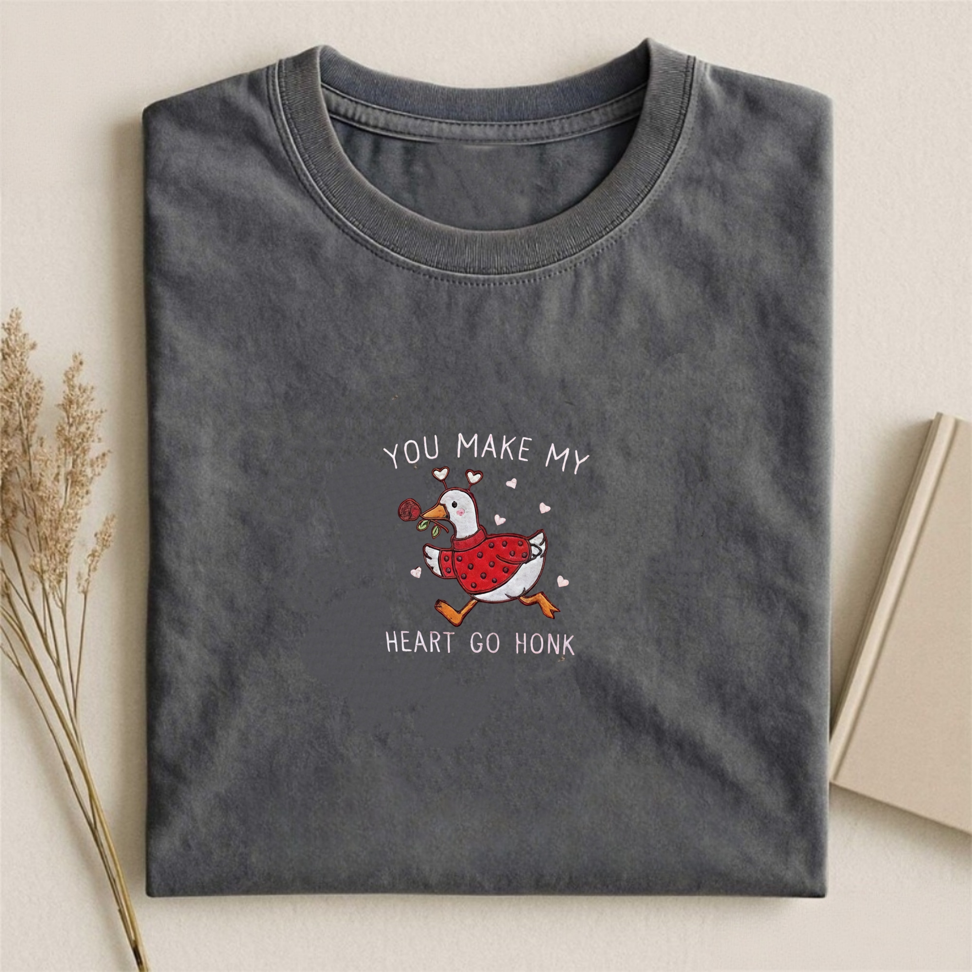 Embroidered Valentine Goose T-shirt