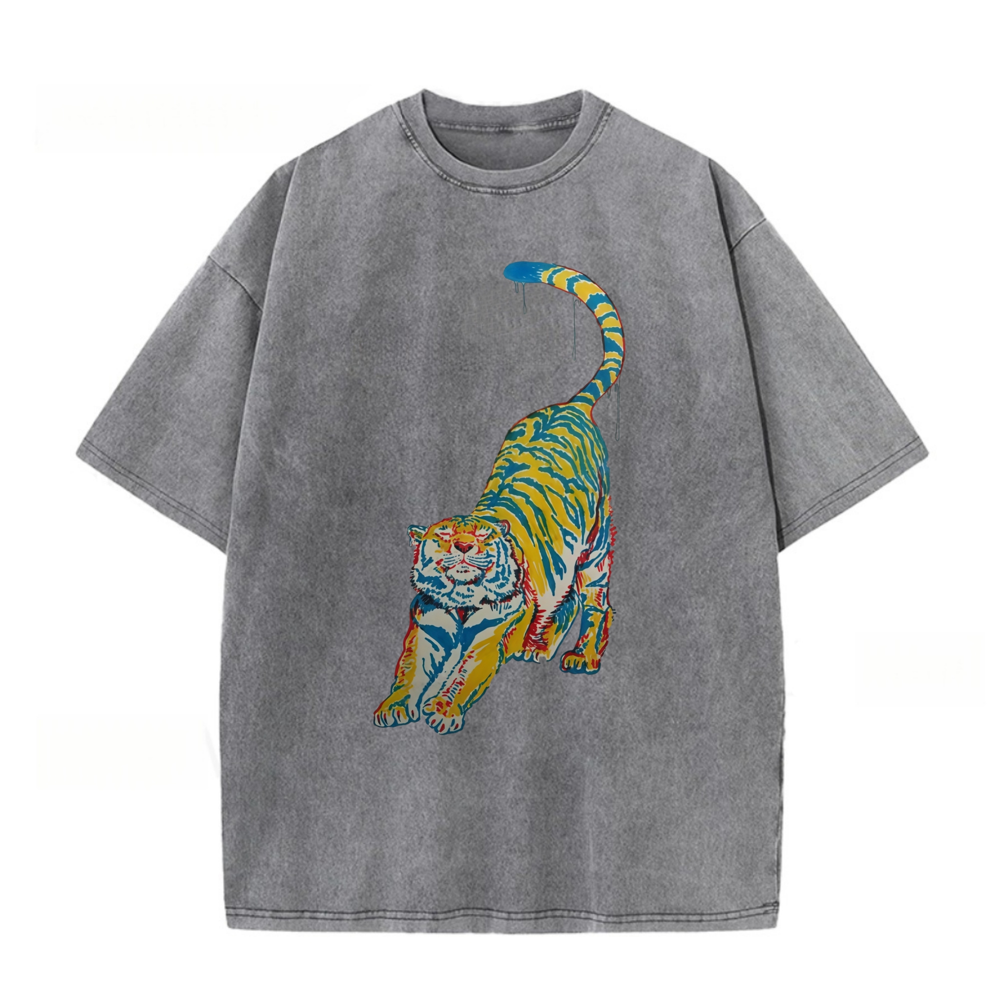 Tiger Print With A Stretching Tiger Design T-shirt