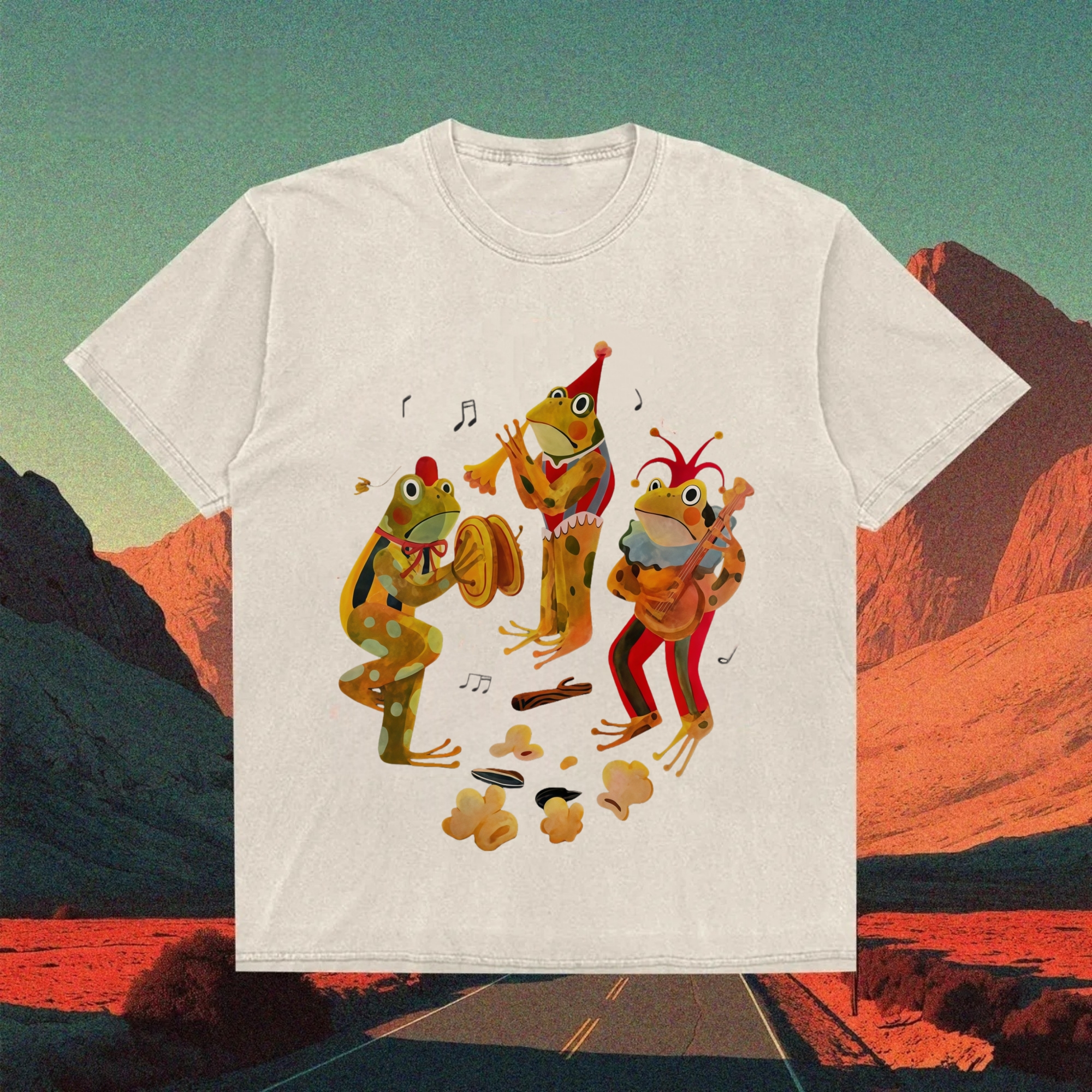 Three Frogs Playing Musical Instruments T-shirt