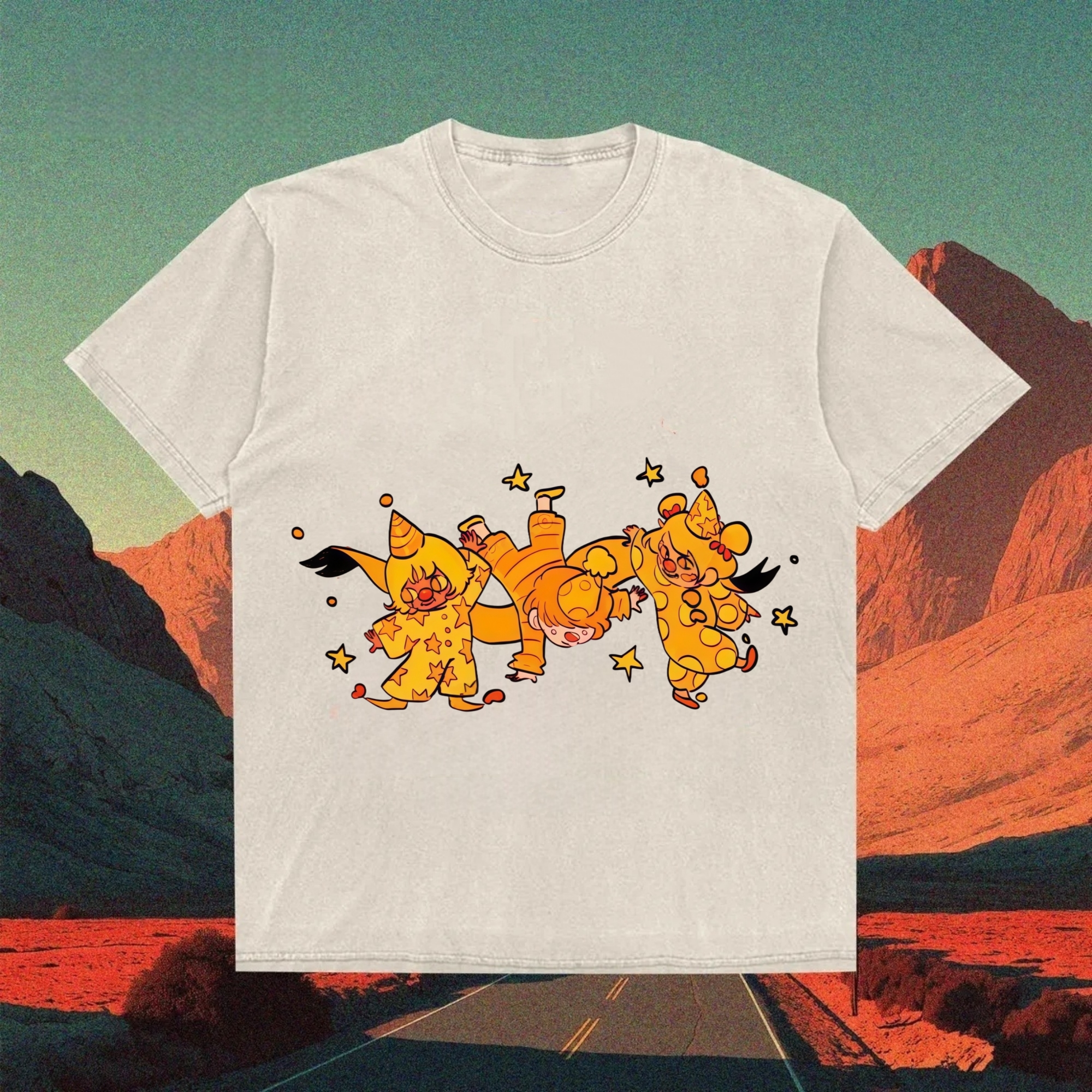 Orange Clown Trio T-shirt