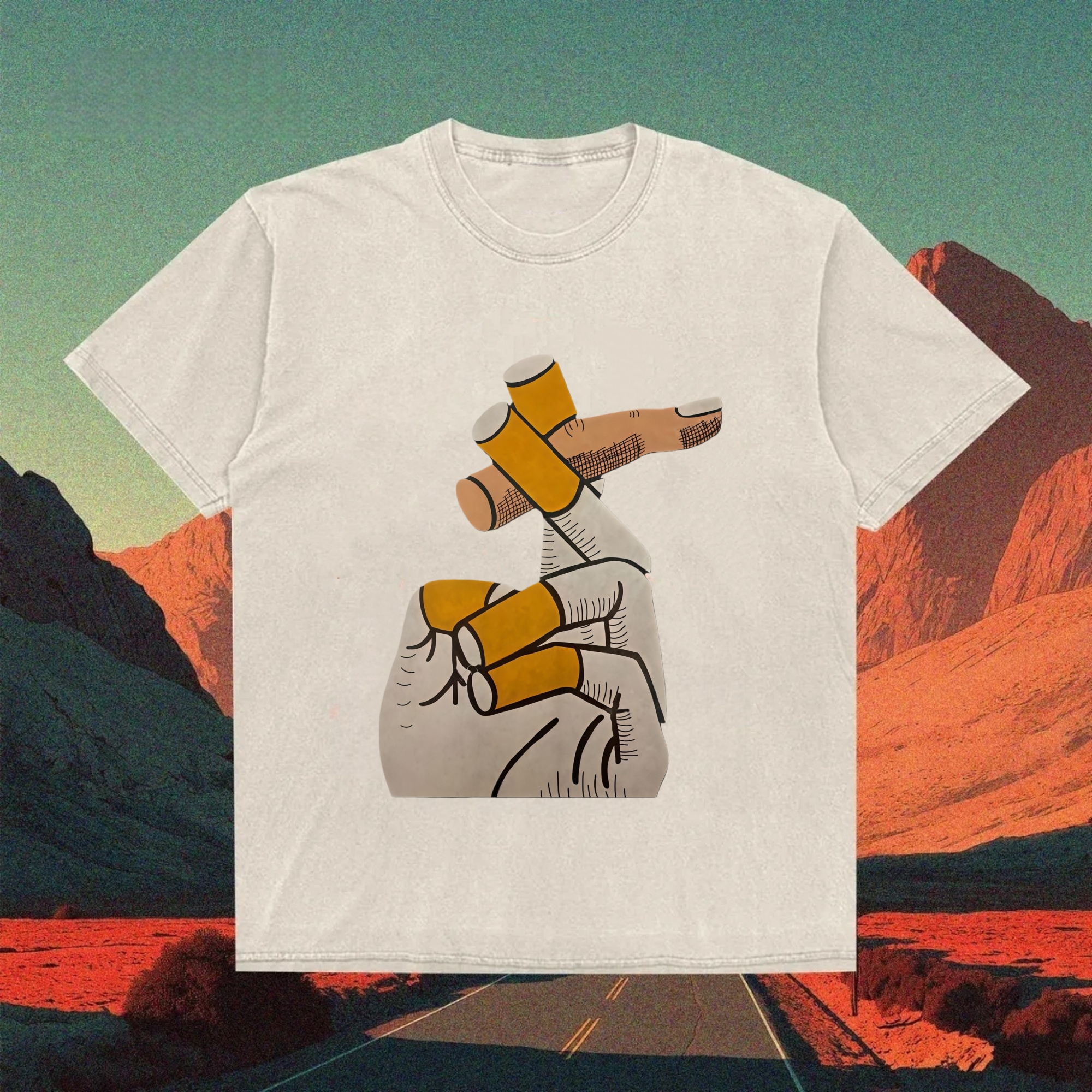 Surreal Cigarette Hand's Artistic Collision T-shirt