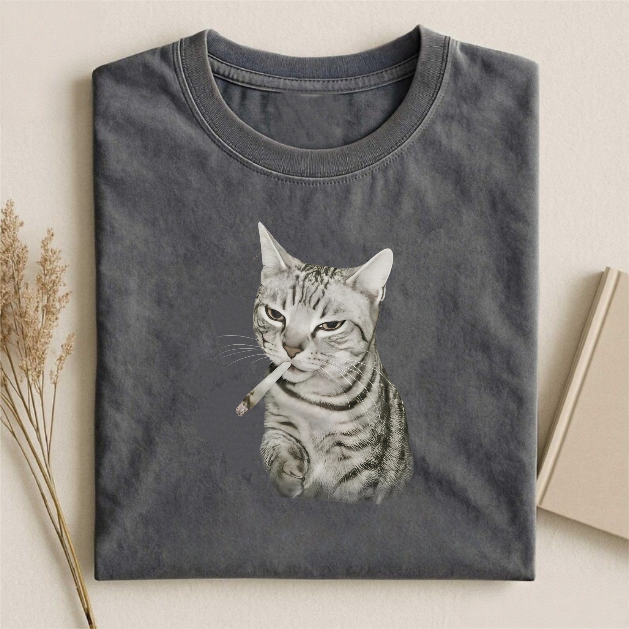Vintage Smoking Cat Meme T-shirt