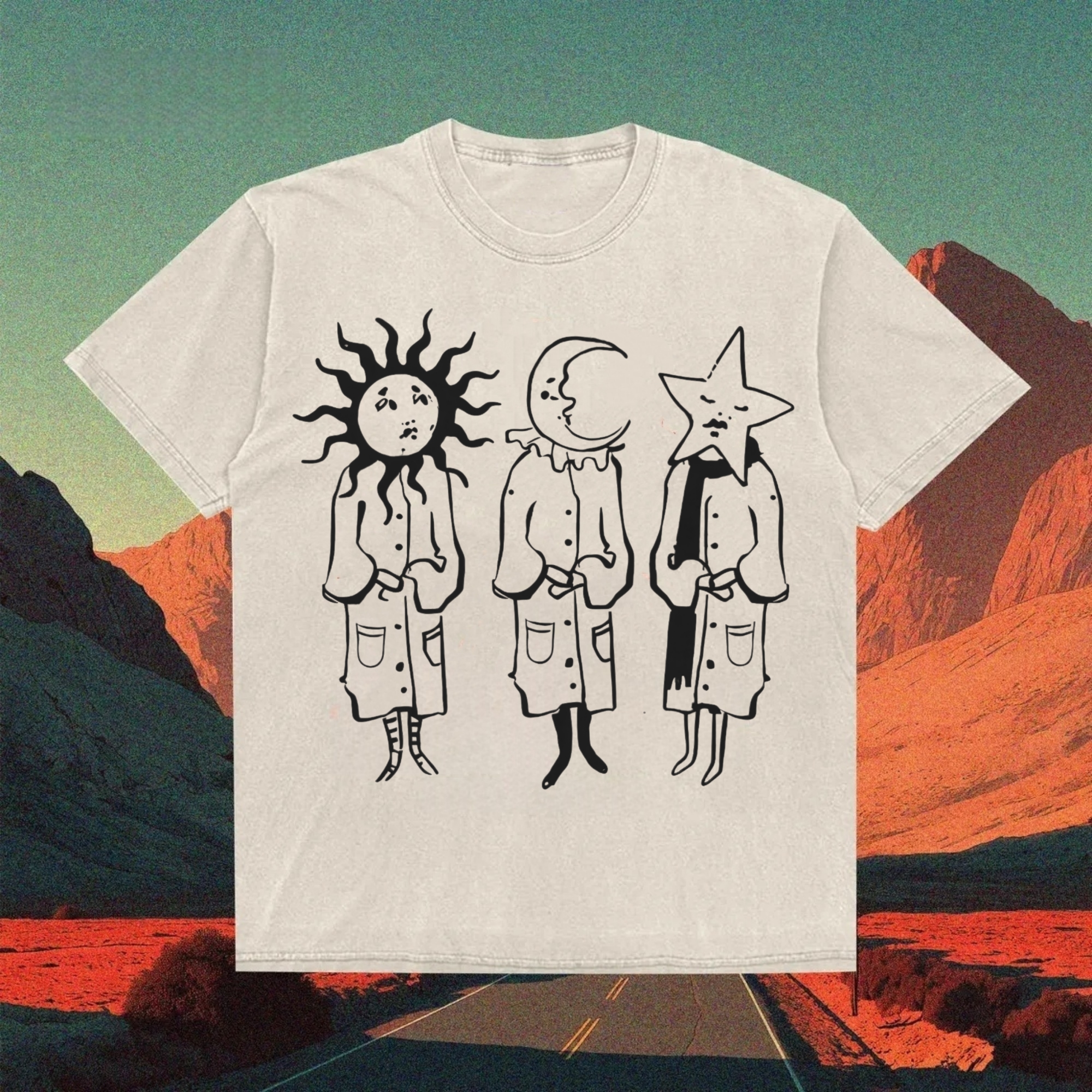 Vintage Sun Moon Star Anthropomorphic T-shirt