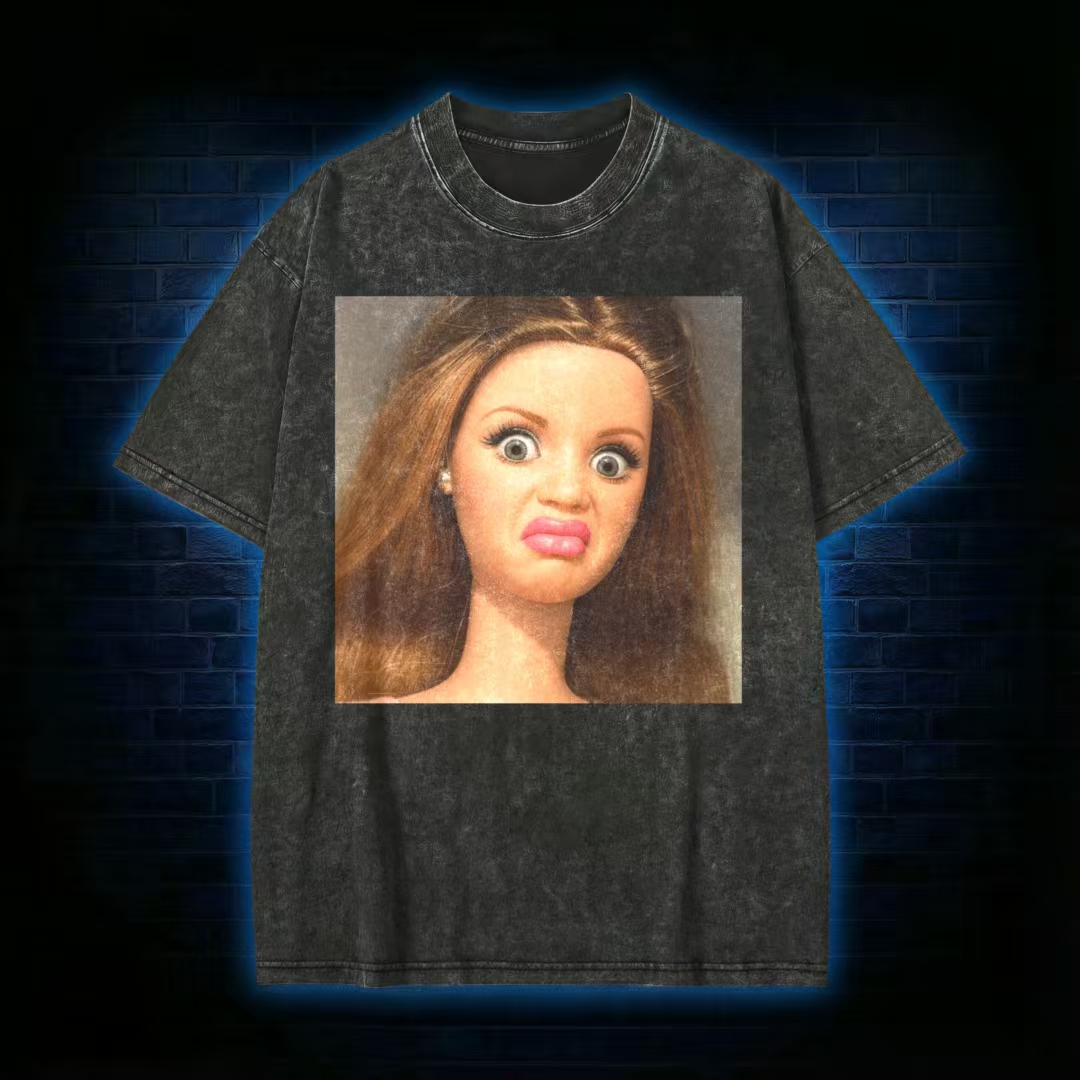 Disturbed Barbie Doll Meme Washed T-Shirt